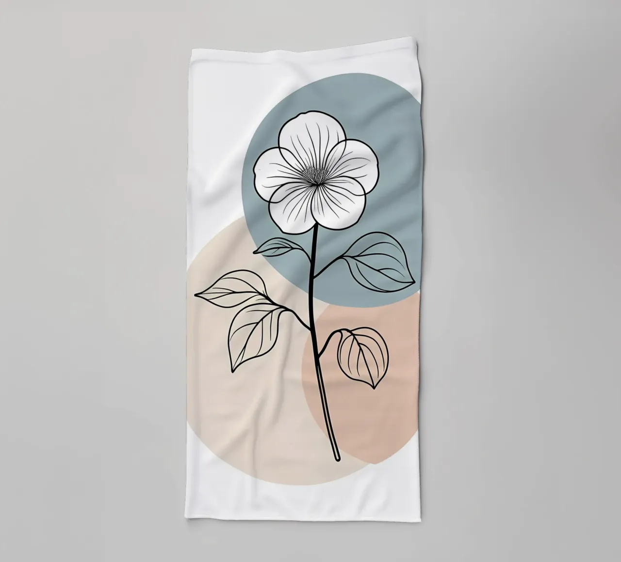 Line art minimalista di un singolo fiore di begonia asciugamano da bagno da Bloom And Brush