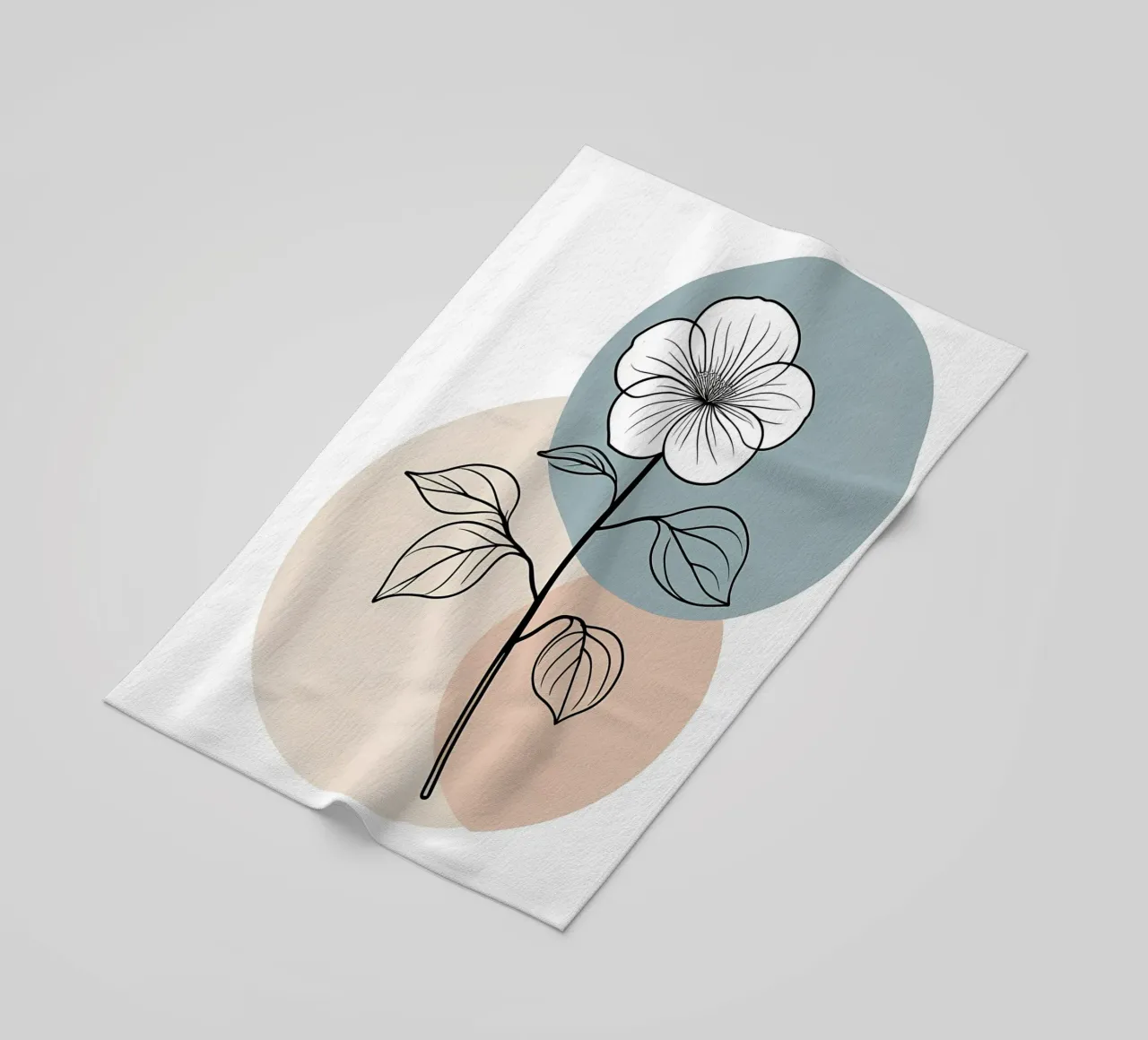 Line art minimalista di un singolo fiore di begonia telo mare da Bloom And Brush
