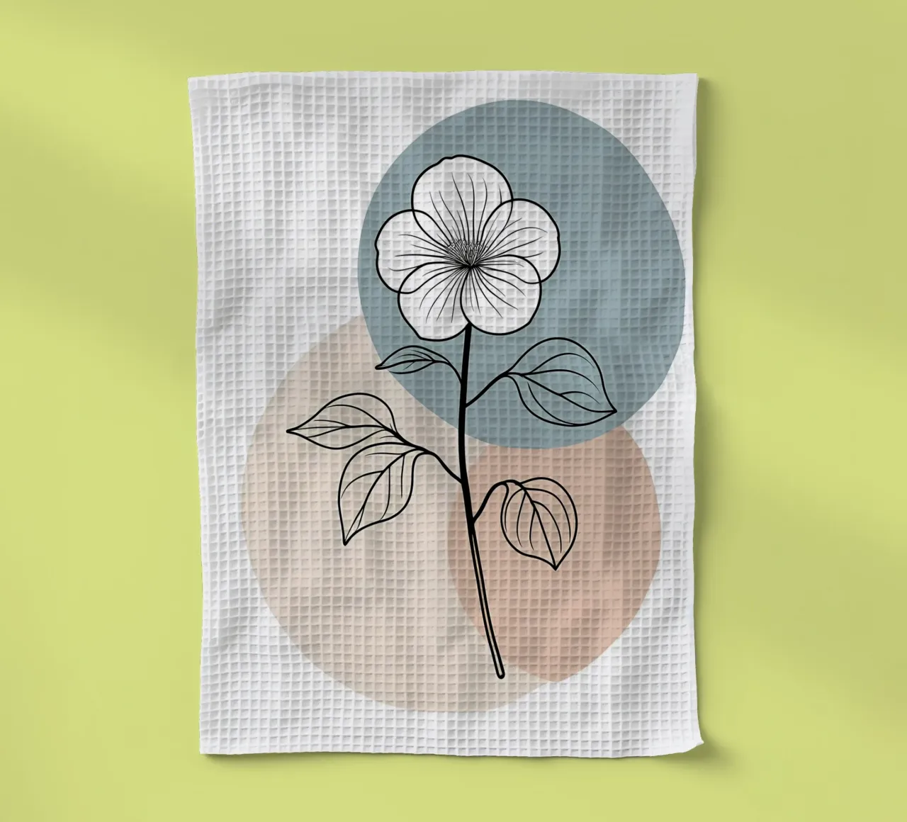 Line art minimalista di un singolo fiore di begonia canovaccio da cucina da Bloom And Brush