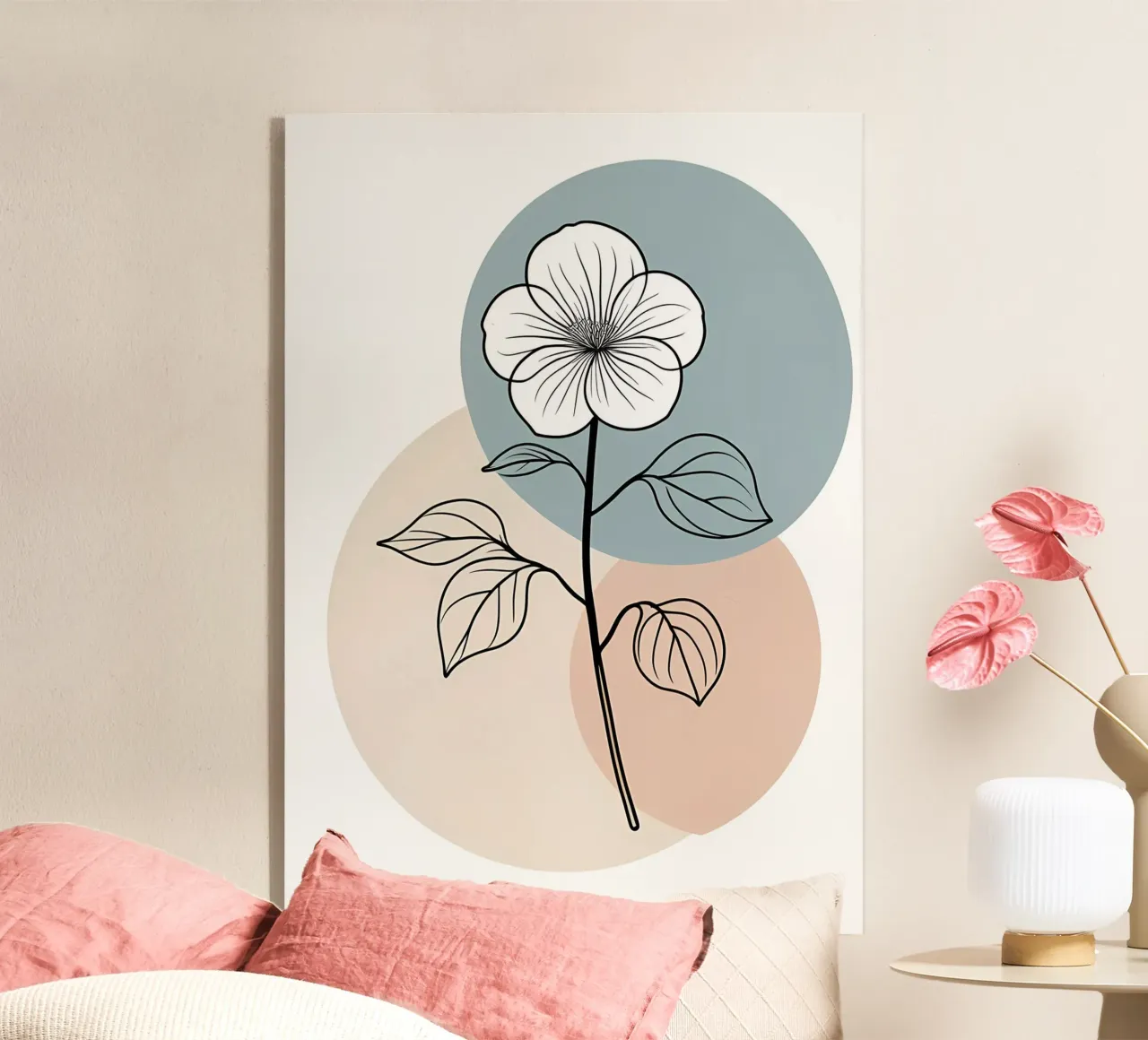 Line art minimalista di un singolo fiore di begonia plexiglass da Bloom And Brush