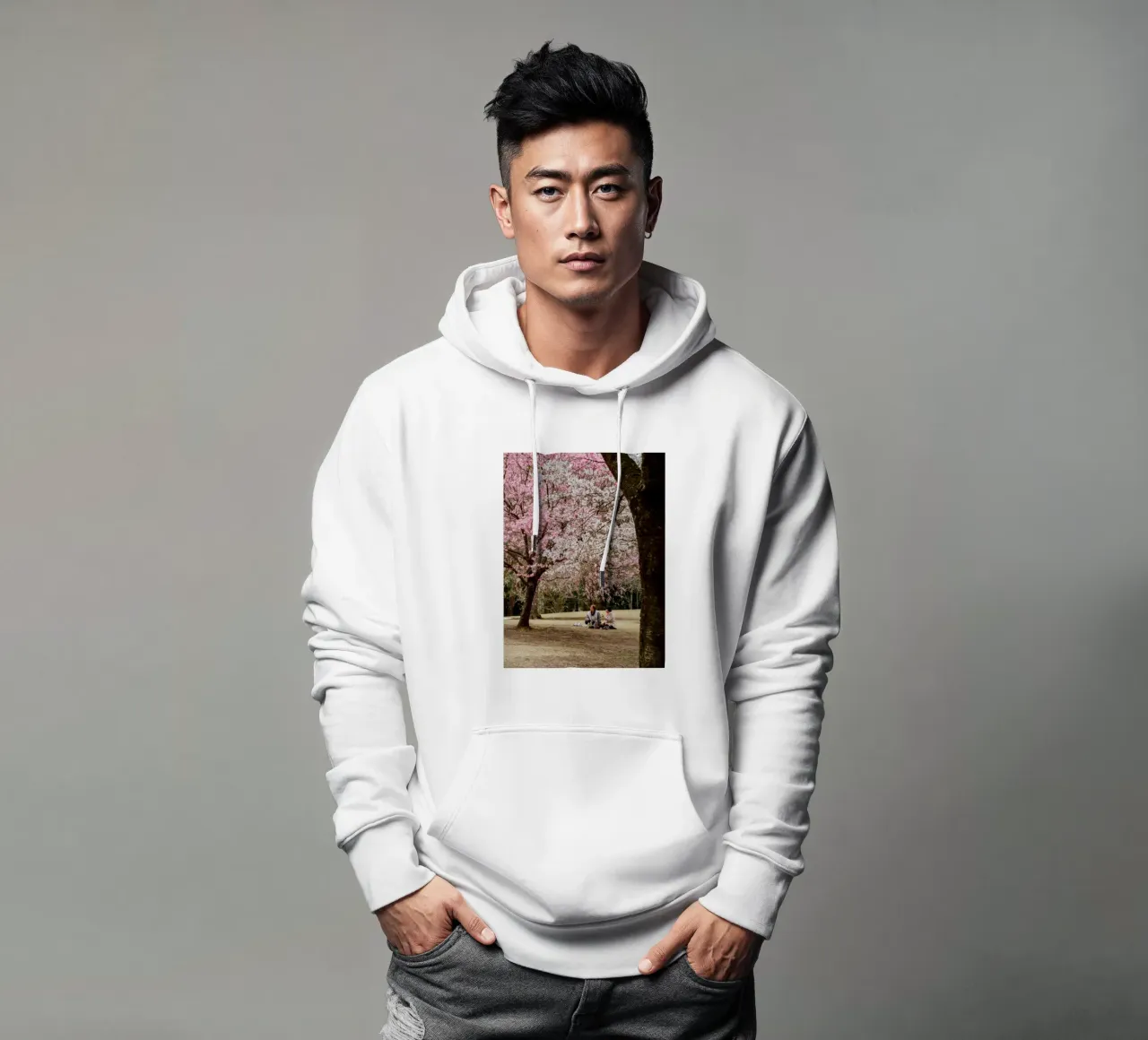 Picnic con i ciliegi in fiore, Giappone felpa con cappuccio da Marcel Bisig