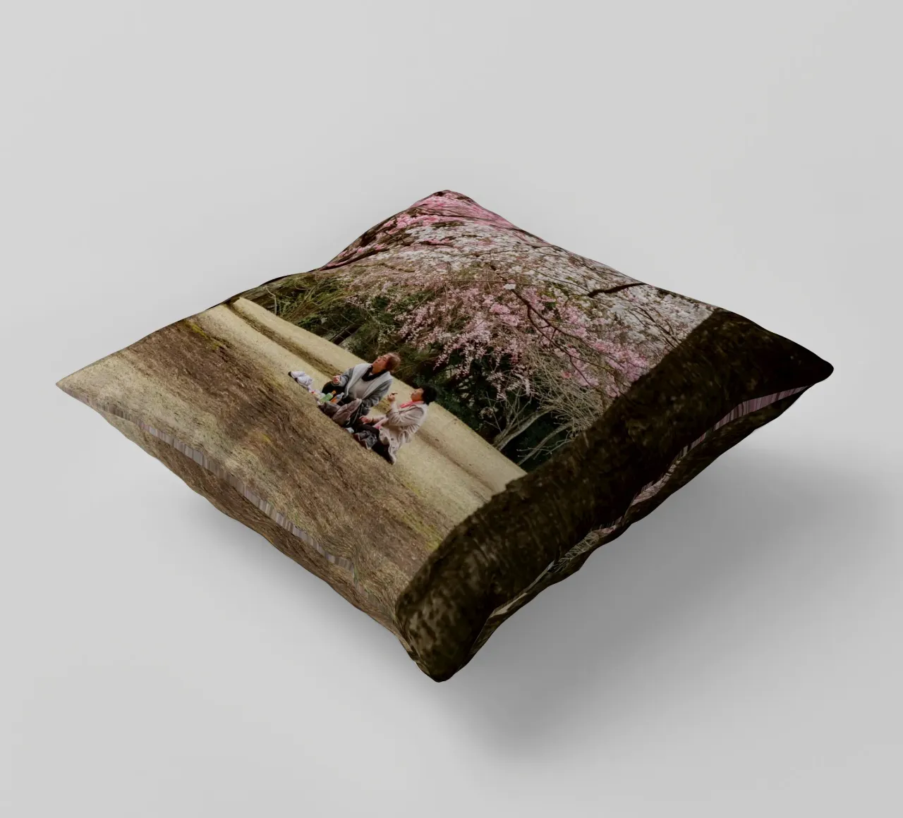 Picnic con i ciliegi in fiore, Giappone cuscino da Marcel Bisig