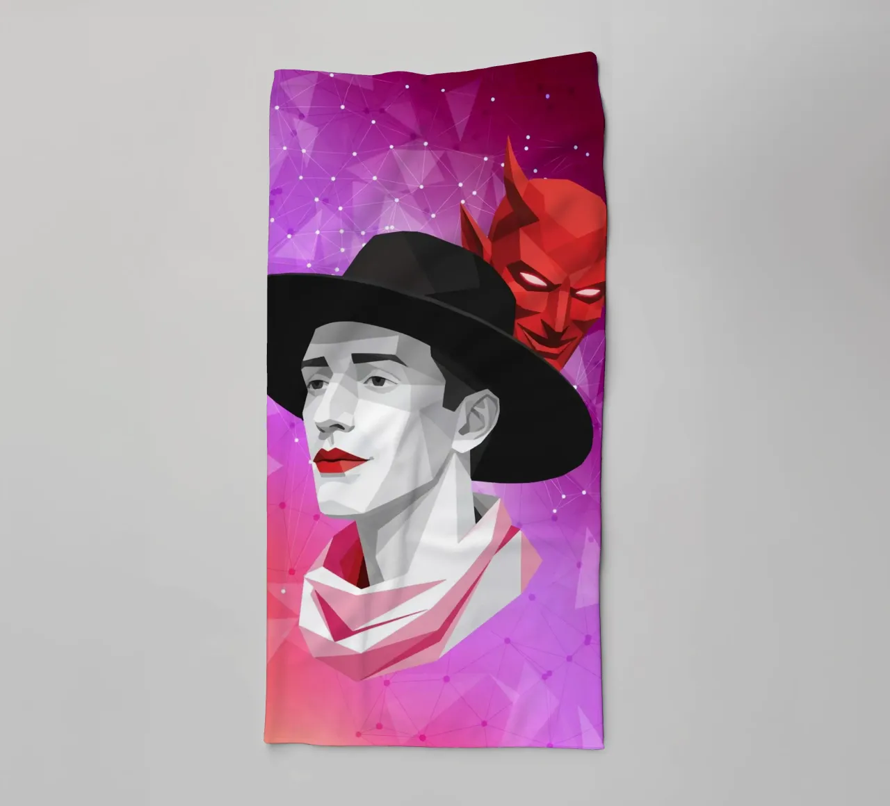 De duivel in Lowpoly badhanddoek van Low Profile