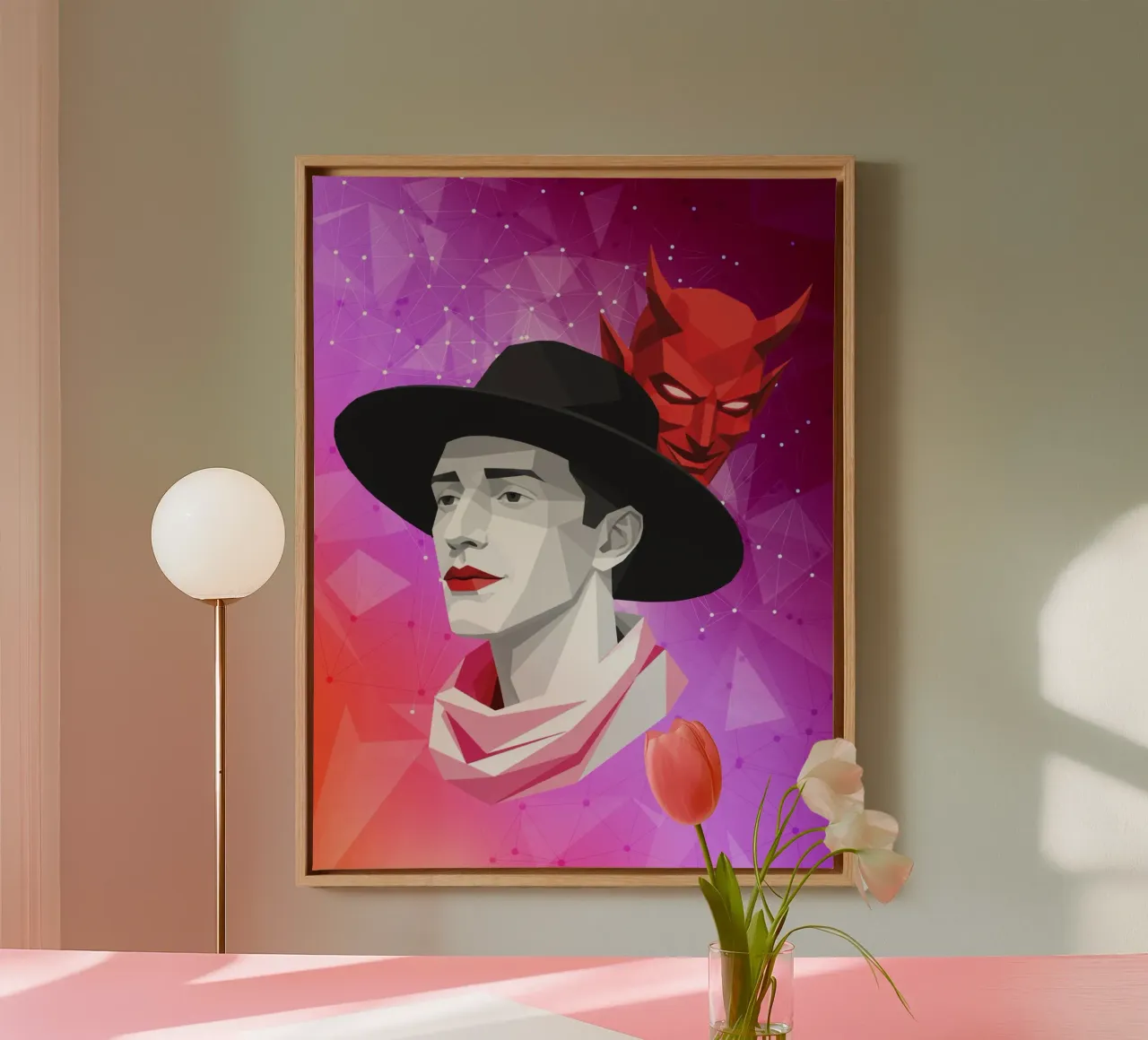 Der Teufel im Inneren Lowpoly Leinwand von Low Profile