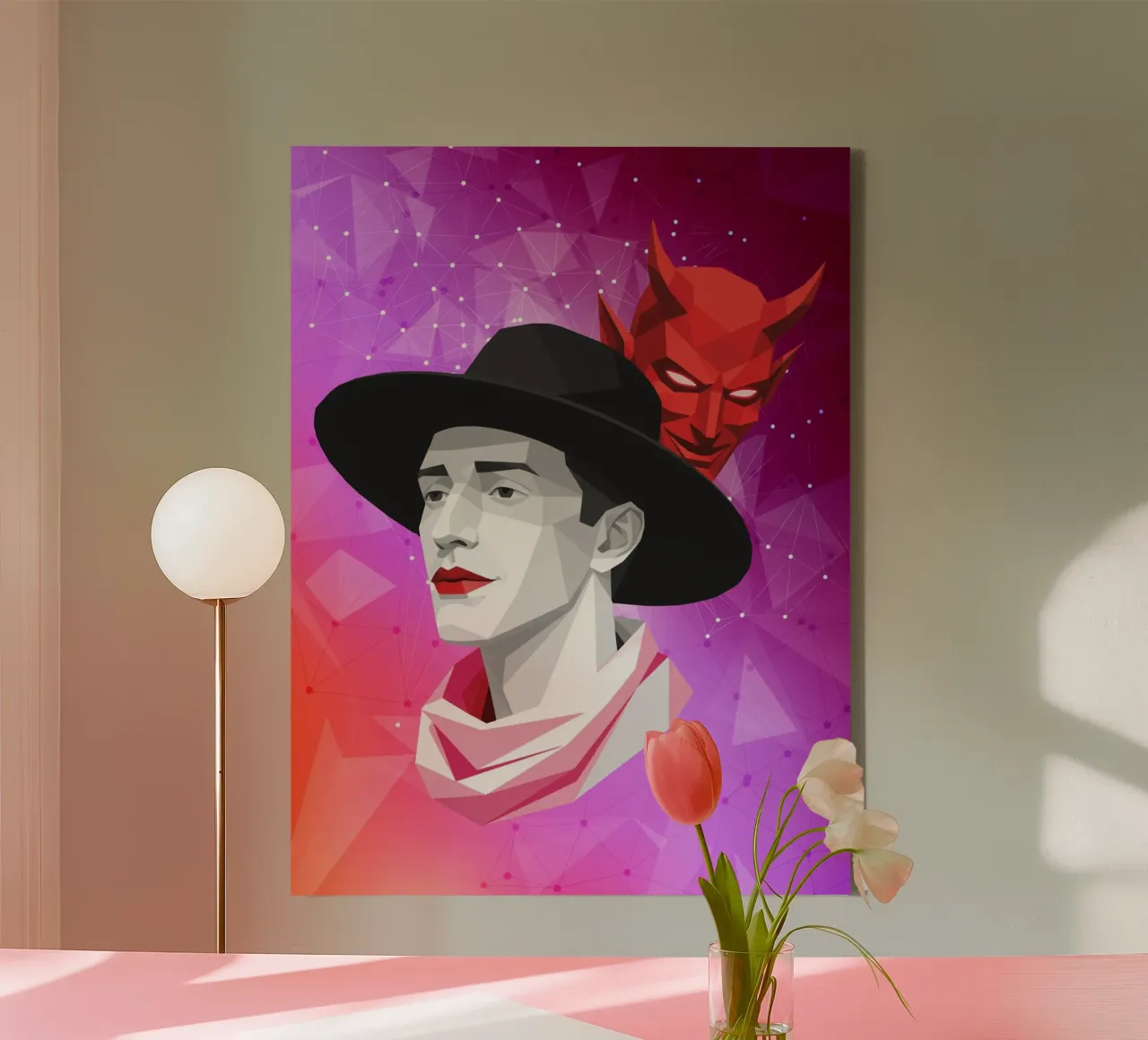 Der Teufel im Inneren Lowpoly Leinwand von Low Profile