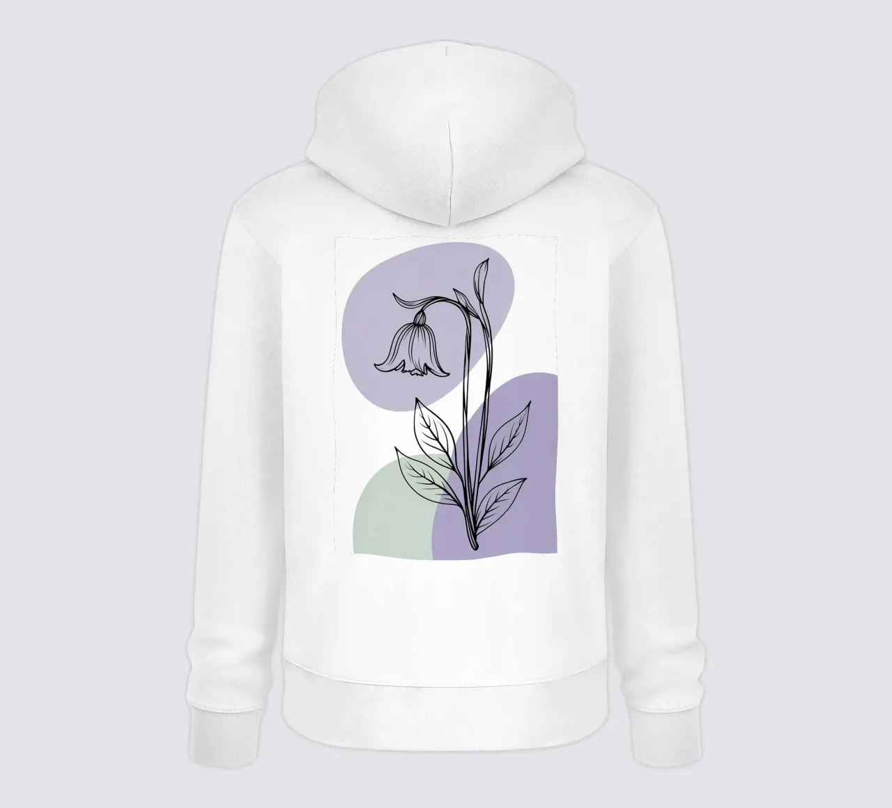 Line art minimalista di un singolo fiore di campanula felpa con cappuccio da Bloom And Brush
