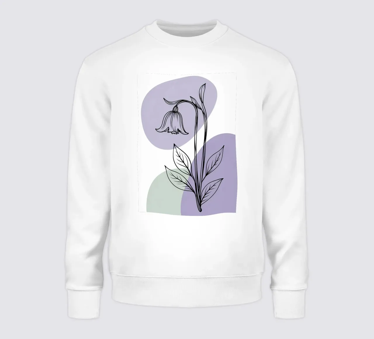 Line art minimalista di un singolo fiore di campanula felpa da Bloom And Brush