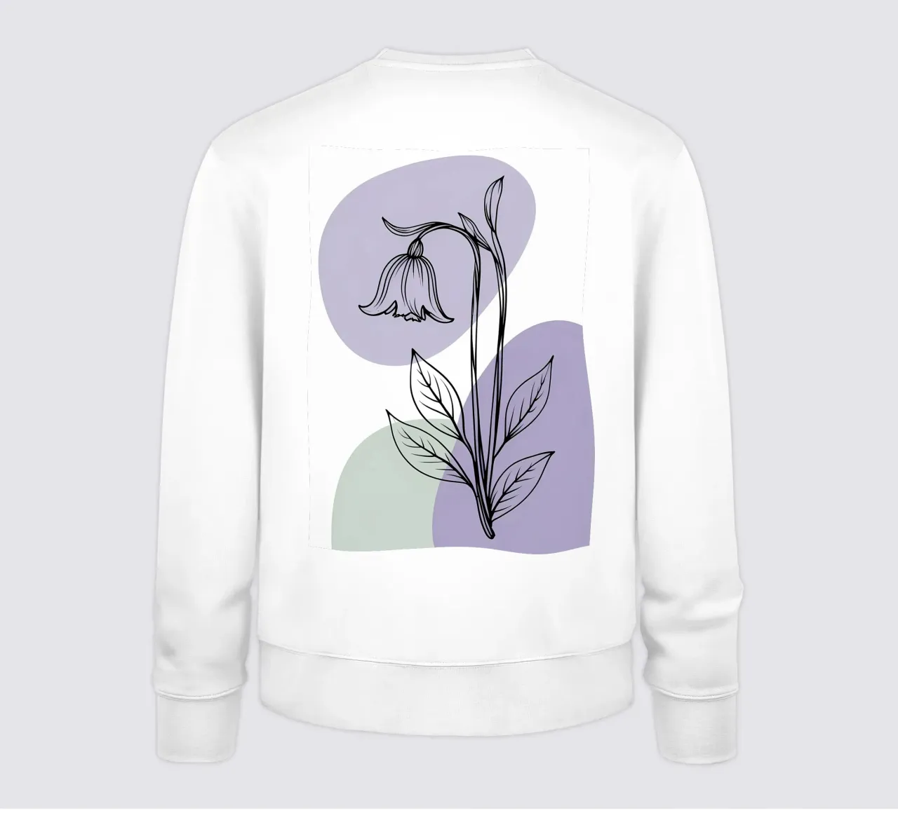 Line art minimalista di un singolo fiore di campanula felpa da Bloom And Brush