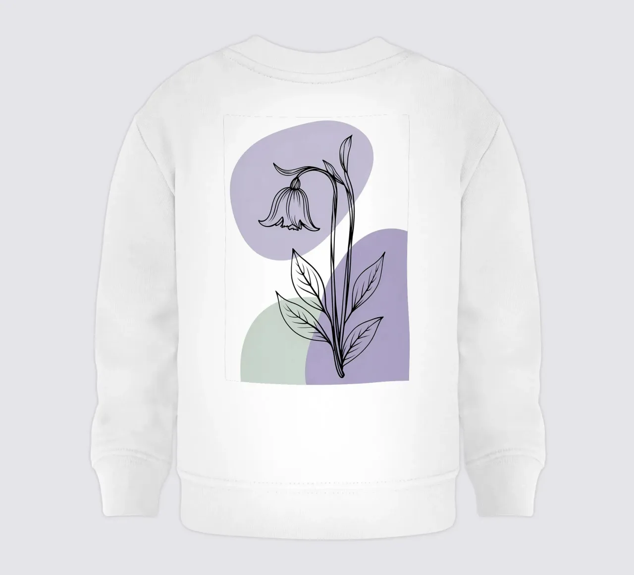 Line art minimalista di un singolo fiore di campanula felpa neonato da Bloom And Brush