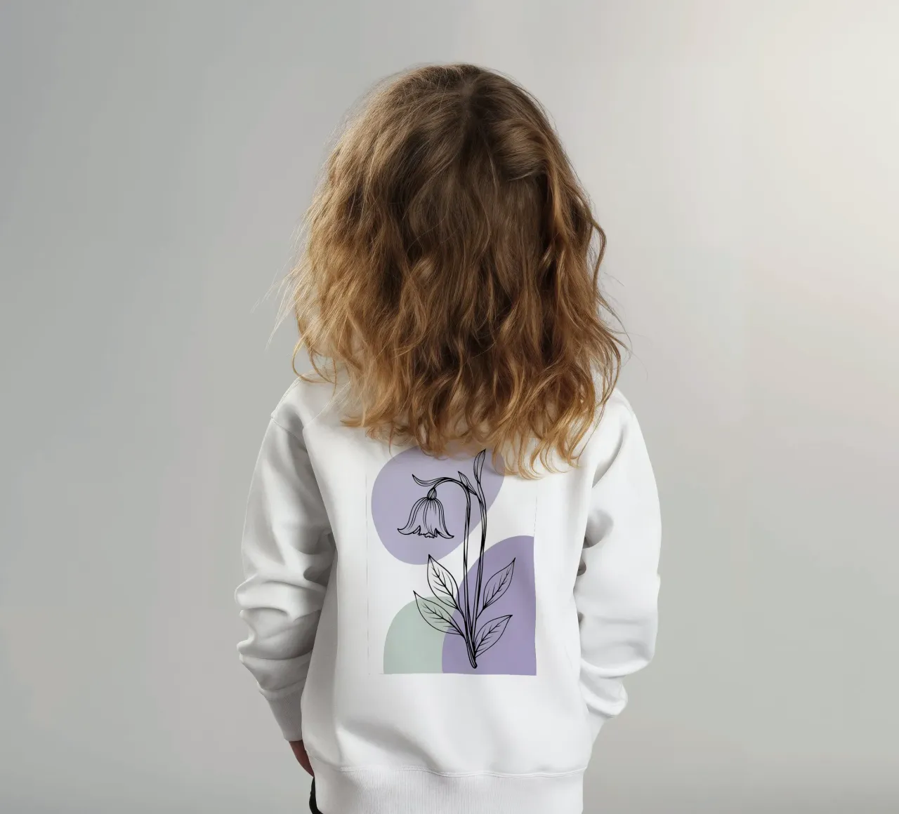 Line art minimalista di un singolo fiore di campanula felpa bambino da Bloom And Brush