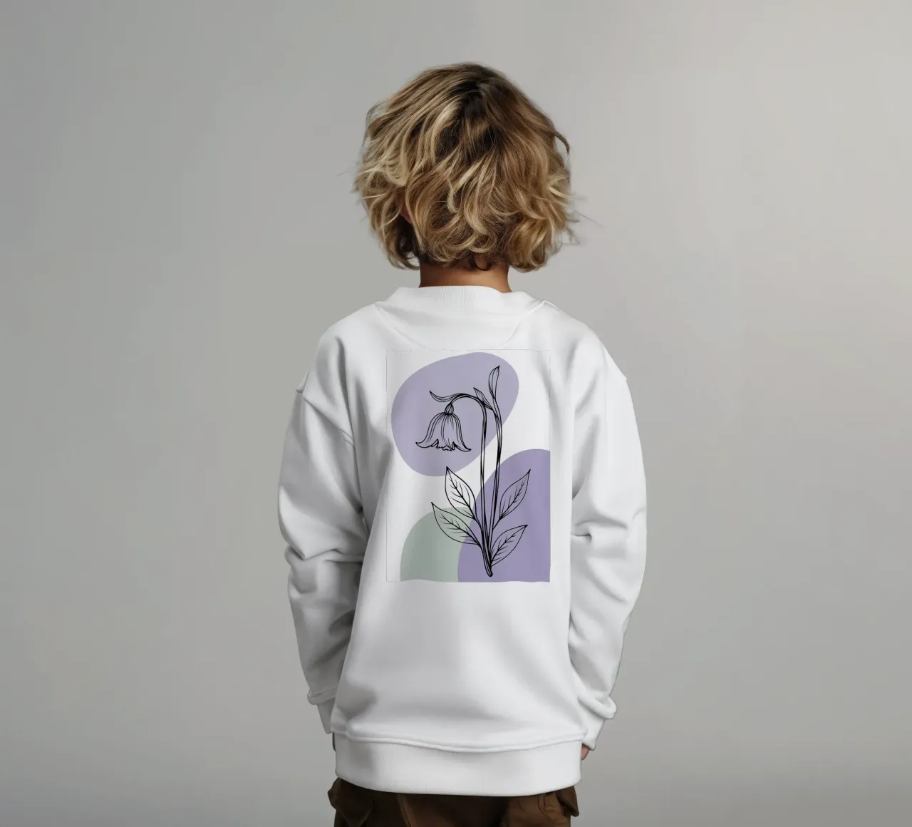 Line art minimalista di un singolo fiore di campanula felpa bambino da Bloom And Brush