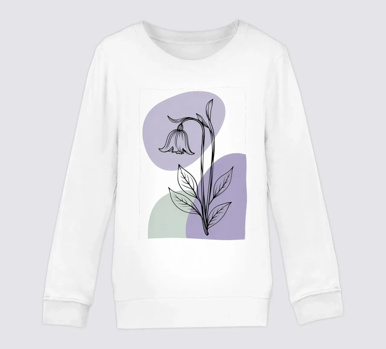 Line art minimalista di un singolo fiore di campanula felpa bambino da Bloom And Brush