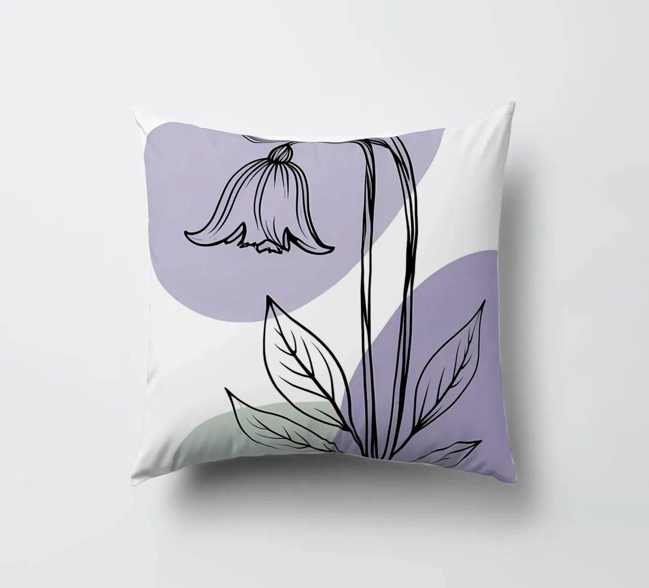 Line art minimalista di un singolo fiore di campanula cuscino da Bloom And Brush