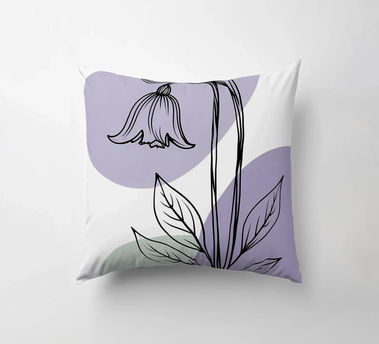 Line art minimalista di un singolo fiore di campanula cuscino da Bloom And Brush