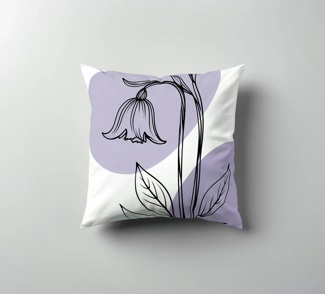 Line art minimalista di un singolo fiore di campanula cuscino da Bloom And Brush