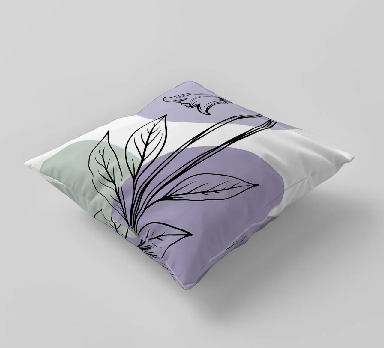 Line art minimalista di un singolo fiore di campanula cuscino da Bloom And Brush