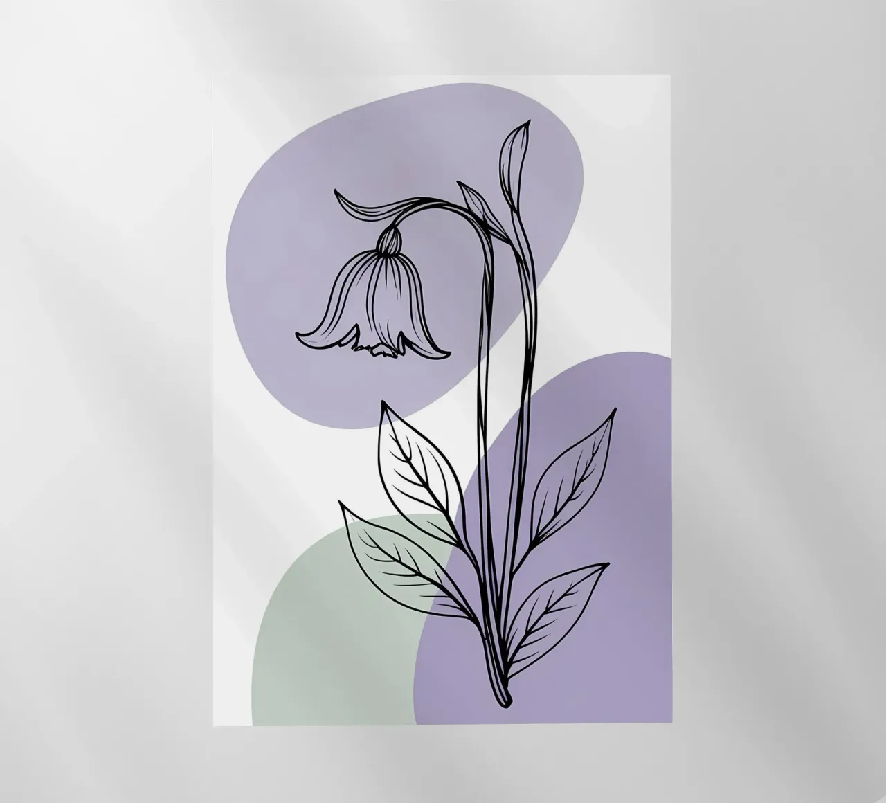 Line art minimalista di un singolo fiore di campanula pellicola backlit da Bloom And Brush