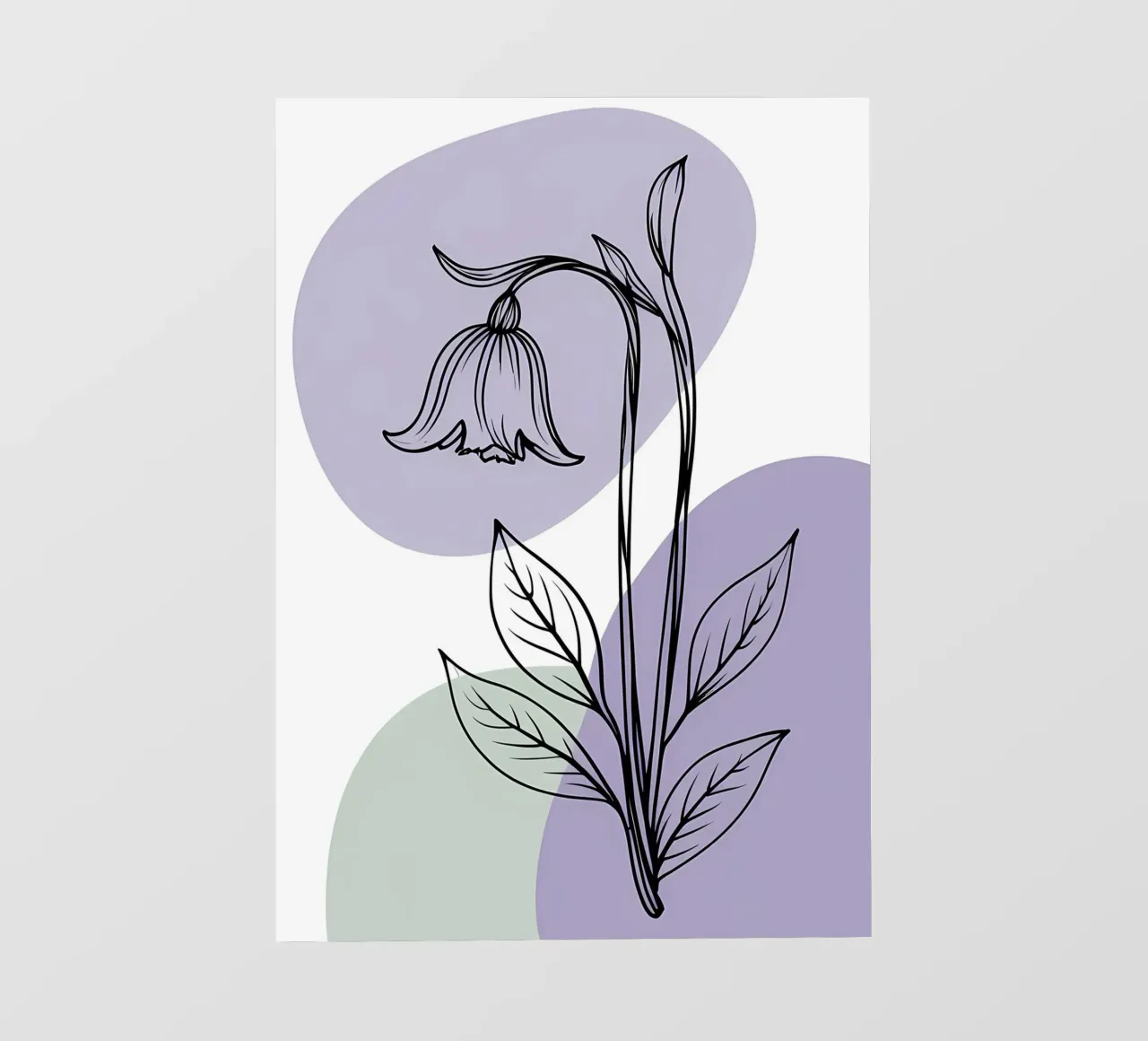 Line art minimalista di un singolo fiore di campanula pellicola backlit da Bloom And Brush