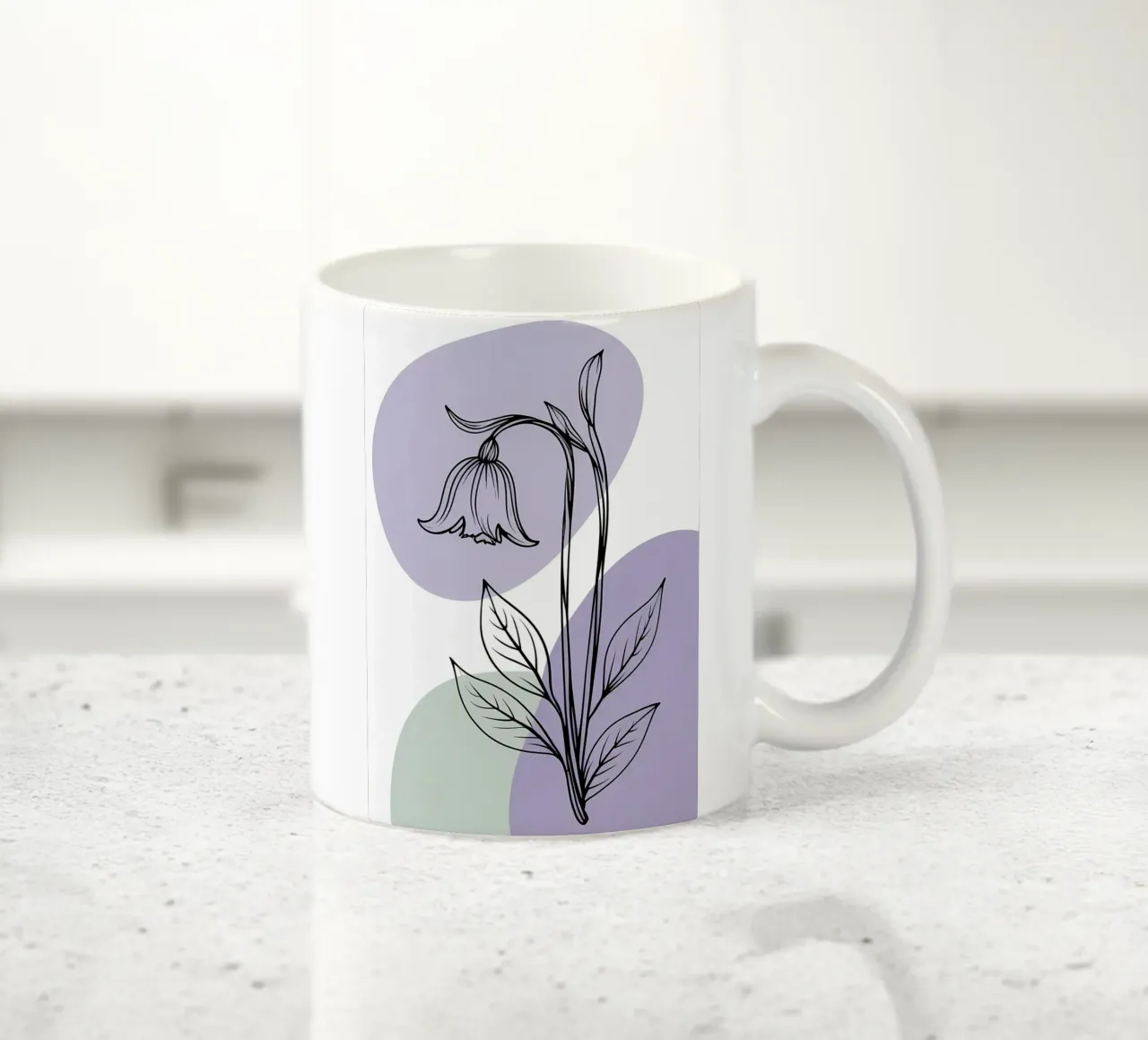 Line art minimalista di un singolo fiore di campanula tazza in ceramica da Bloom And Brush