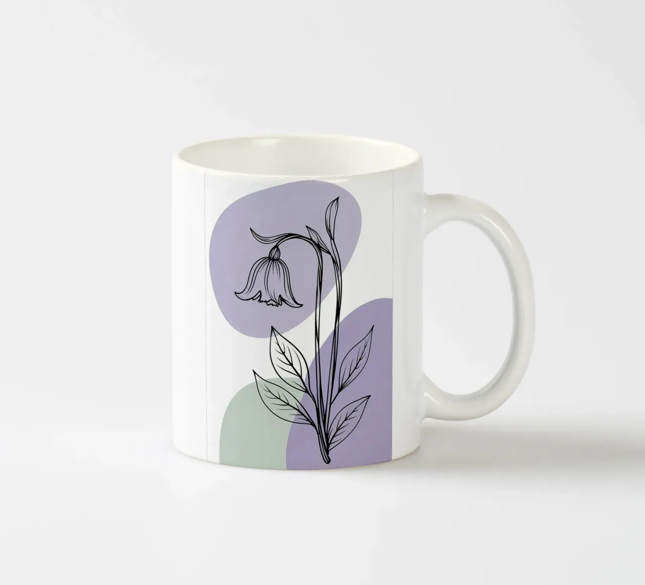 Line art minimalista di un singolo fiore di campanula tazza in ceramica da Bloom And Brush