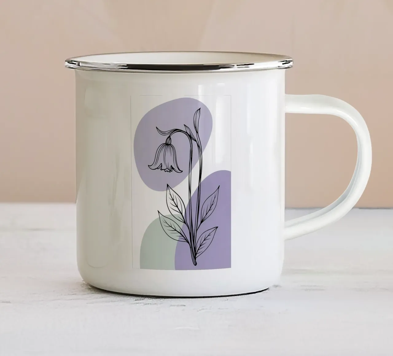 Line art minimalista di un singolo fiore di campanula tazza in smalto da Bloom And Brush