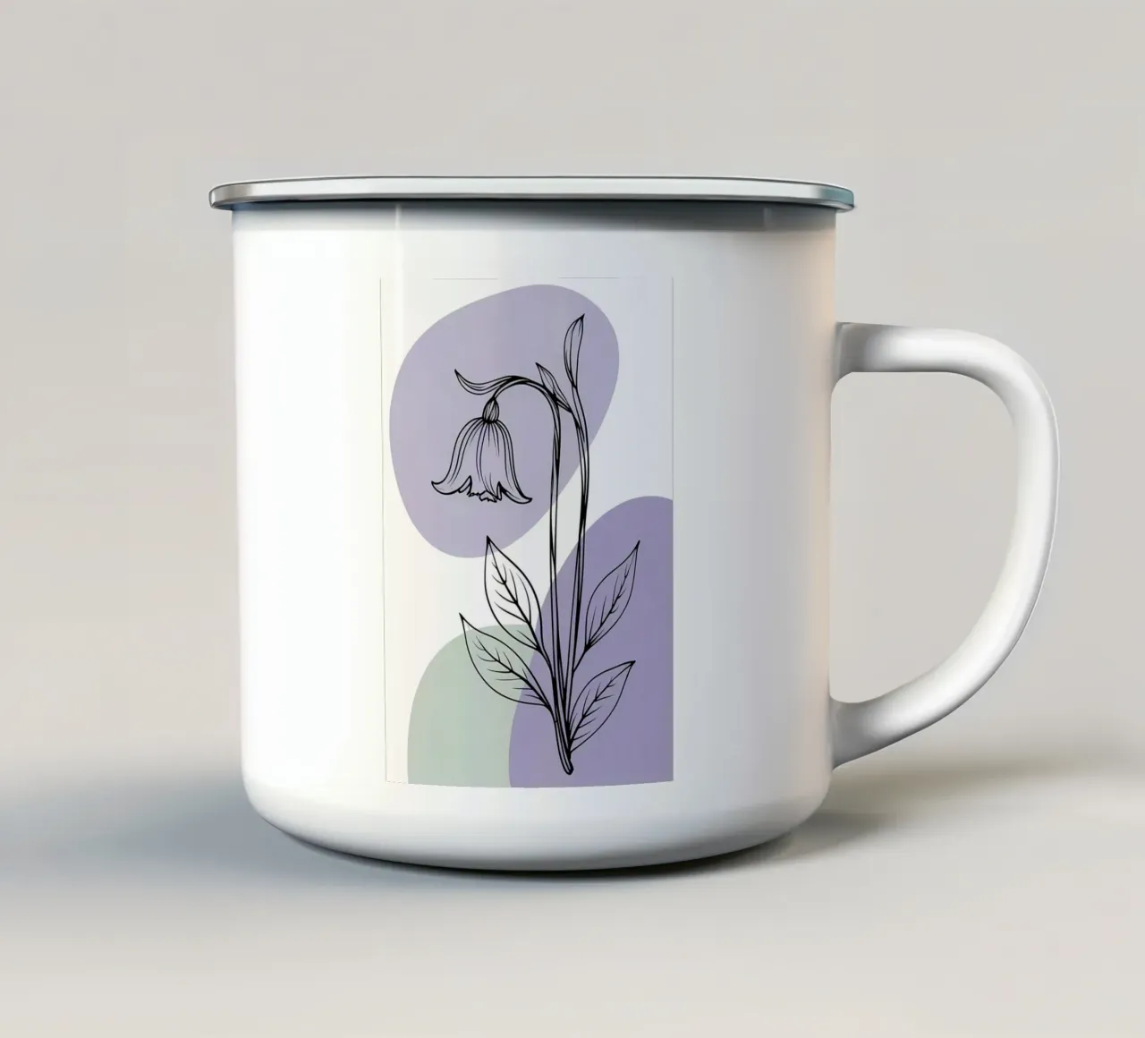 Line art minimalista di un singolo fiore di campanula tazza in smalto da Bloom And Brush