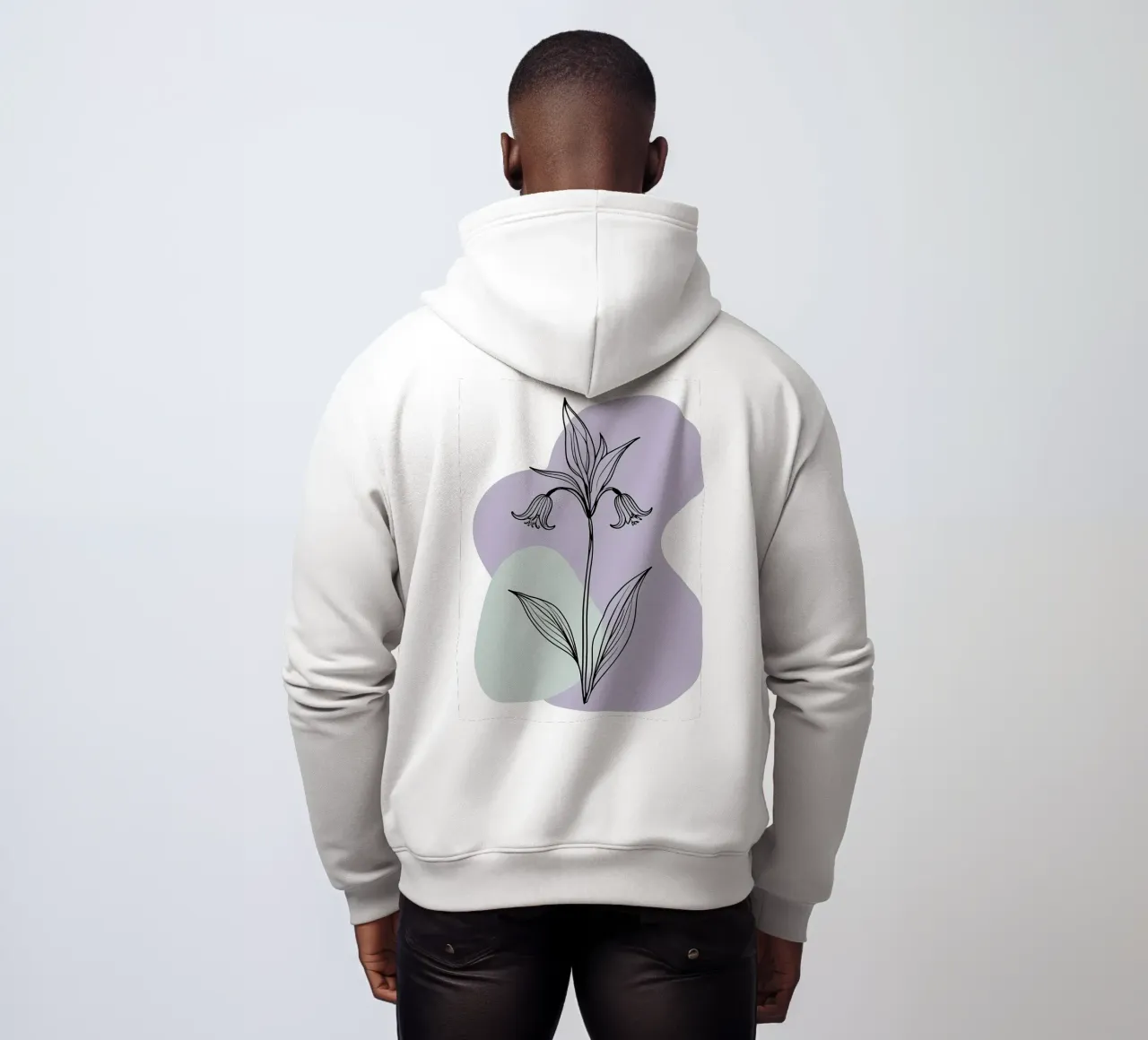 Line art minimalista di un singolo fiore di campanula felpa con cappuccio da Bloom And Brush