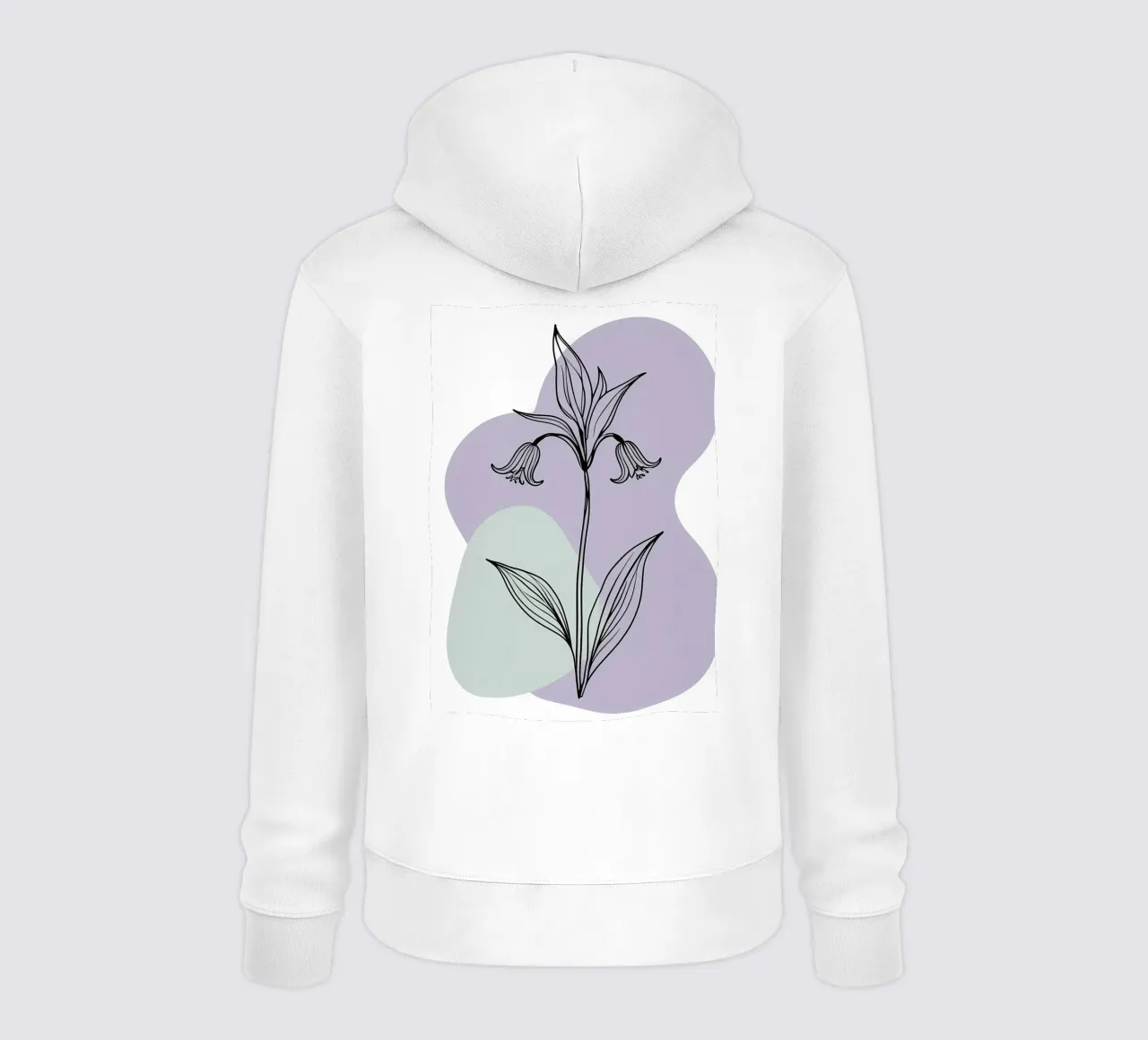 Line art minimalista di un singolo fiore di campanula felpa con cappuccio da Bloom And Brush