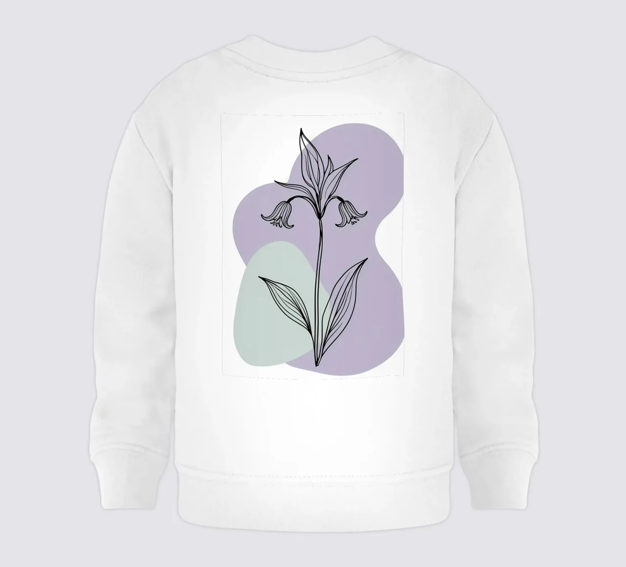 Line art minimalista di un singolo fiore di campanula felpa neonato da Bloom And Brush