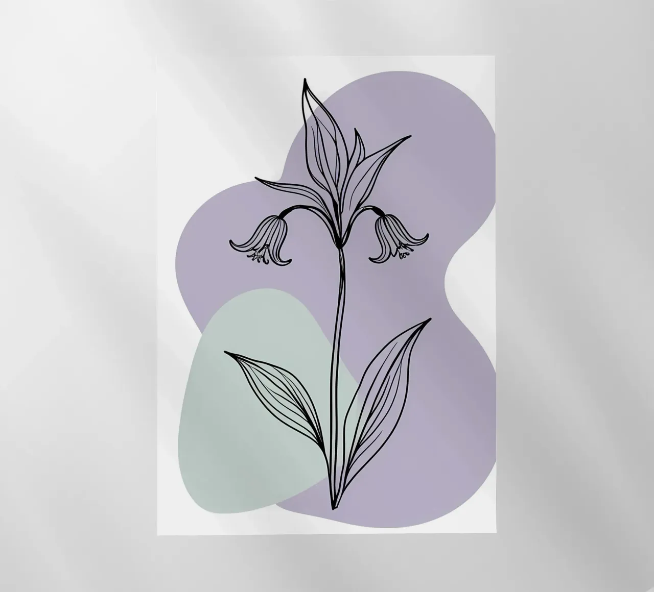 Line art minimalista di un singolo fiore di campanula pellicola backlit da Bloom And Brush