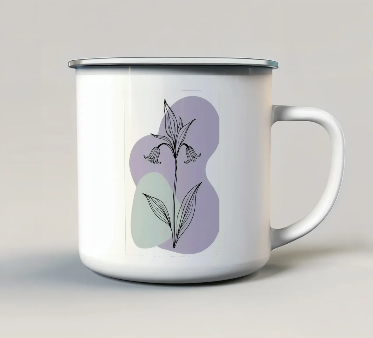 Line art minimalista di un singolo fiore di campanula tazza in smalto da Bloom And Brush