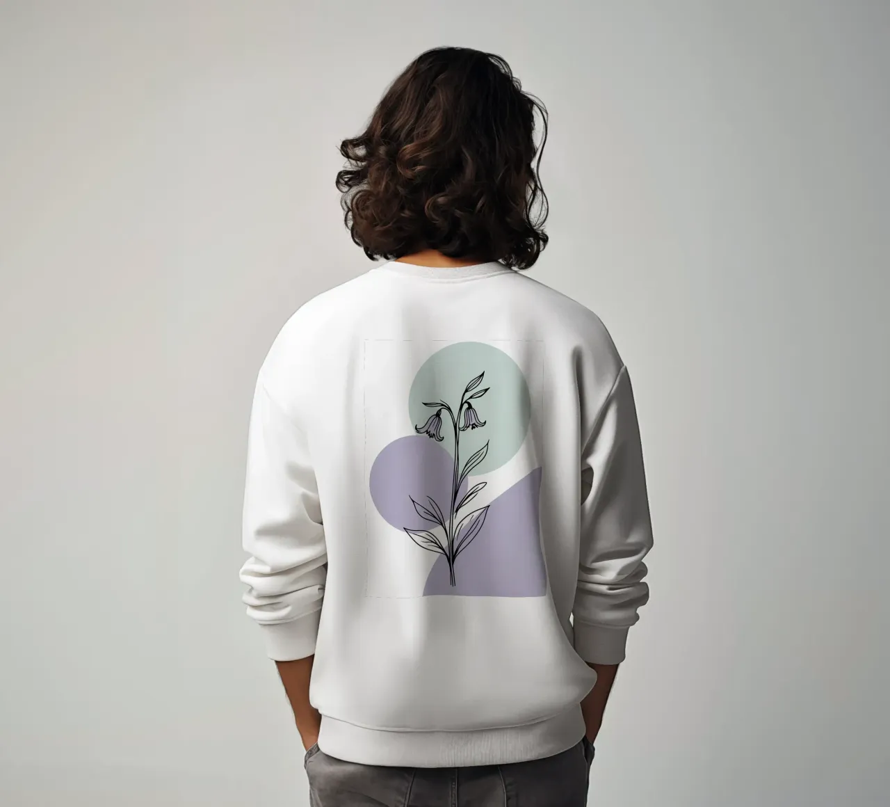 Line art minimalista di un singolo fiore di campanula felpa da Bloom And Brush