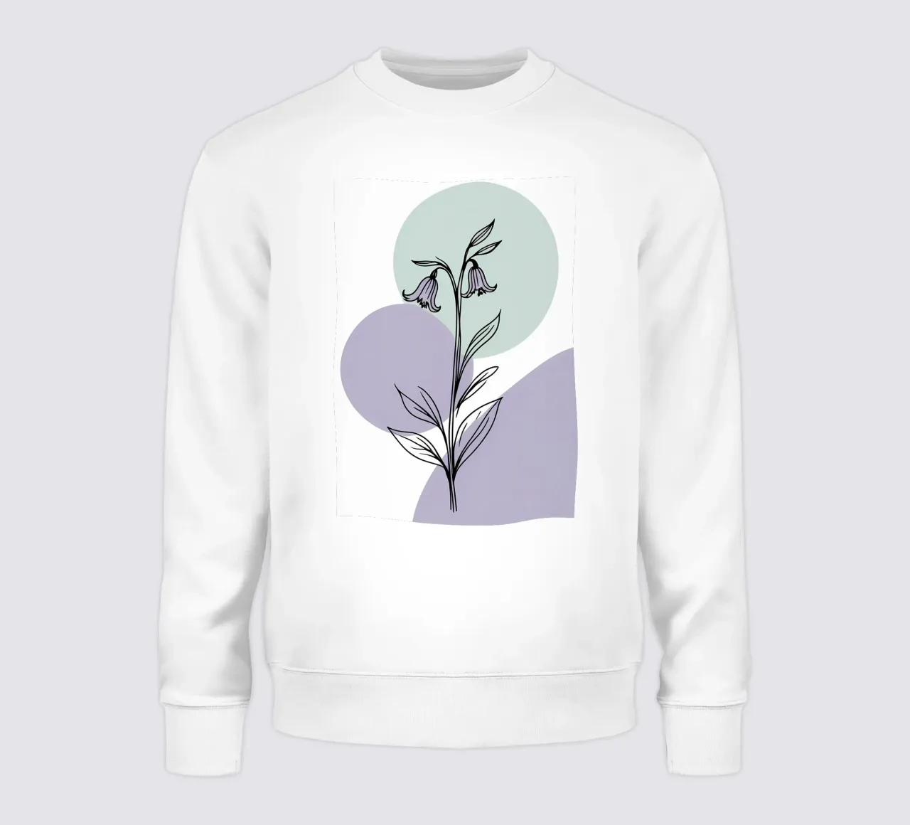 Line art minimalista di un singolo fiore di campanula felpa da Bloom And Brush