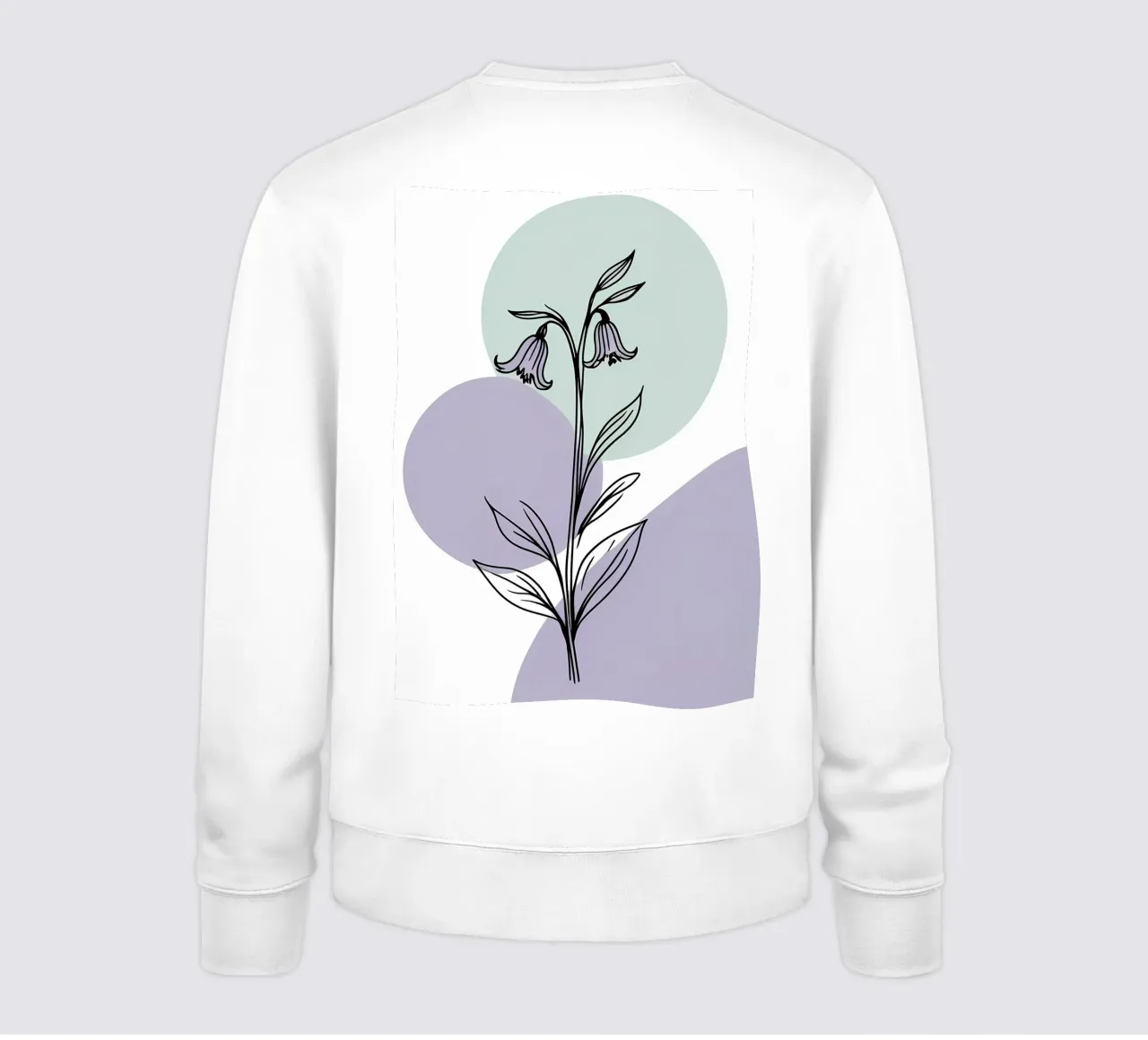 Line art minimalista di un singolo fiore di campanula felpa da Bloom And Brush