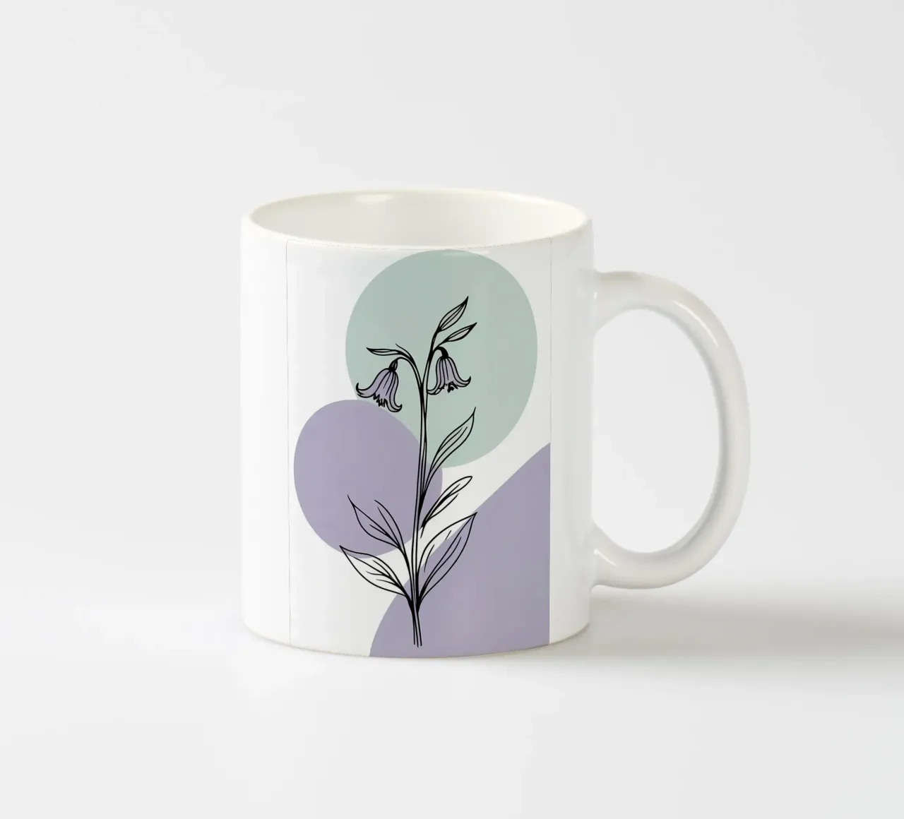 Line art minimalista di un singolo fiore di campanula tazza in ceramica da Bloom And Brush
