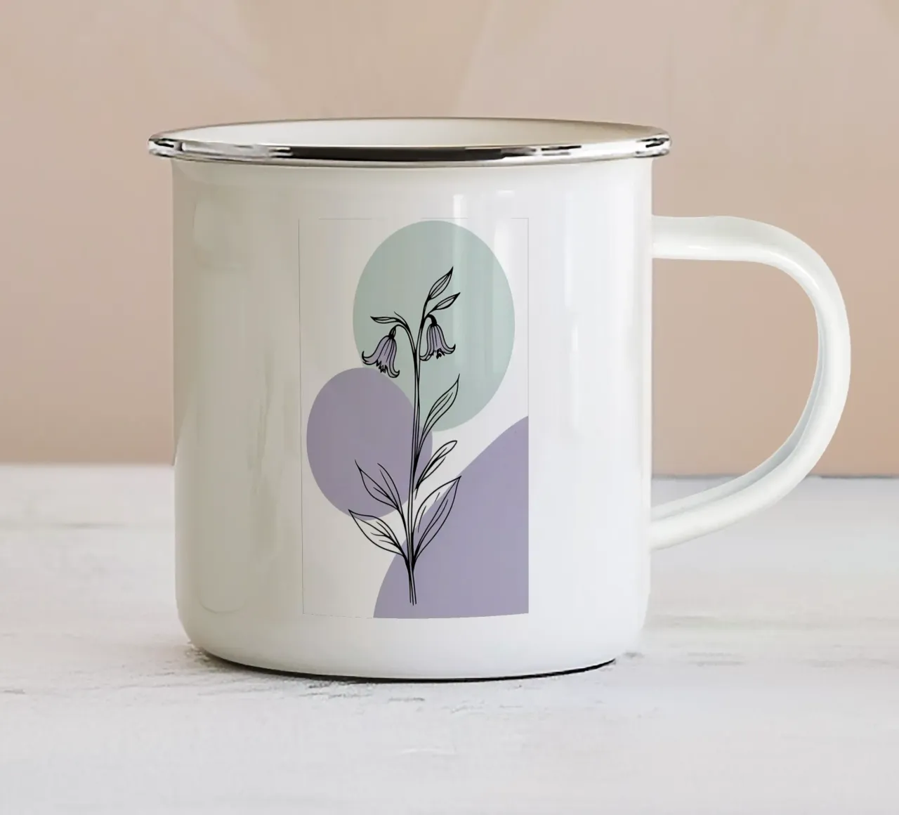 Line art minimalista di un singolo fiore di campanula tazza in smalto da Bloom And Brush