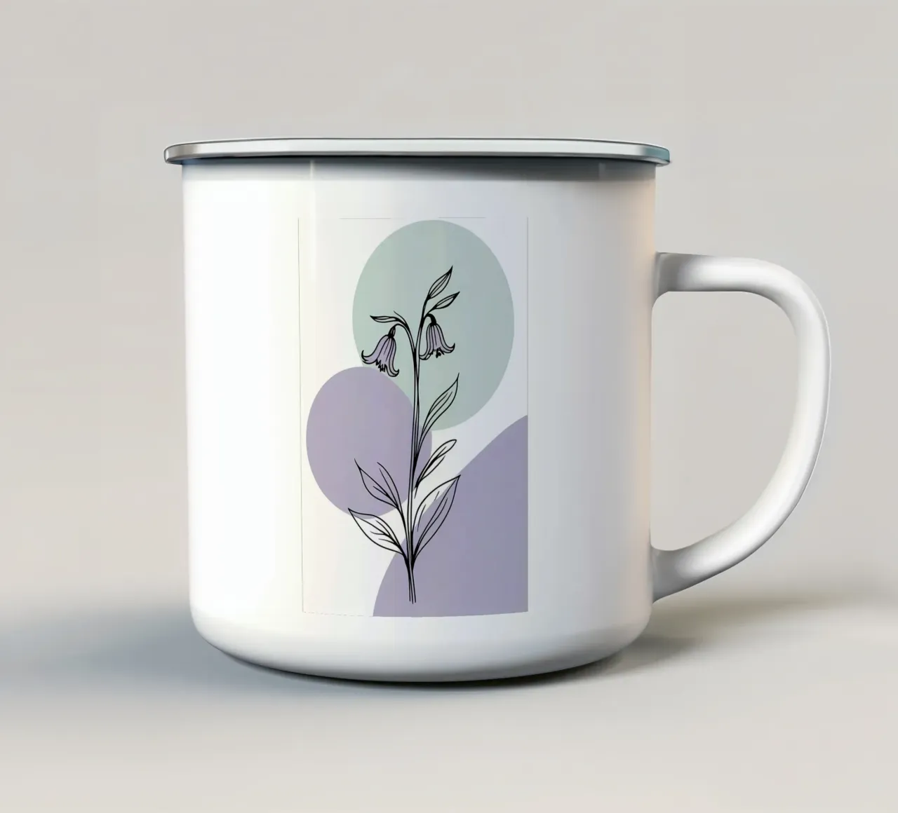 Line art minimalista di un singolo fiore di campanula tazza in smalto da Bloom And Brush