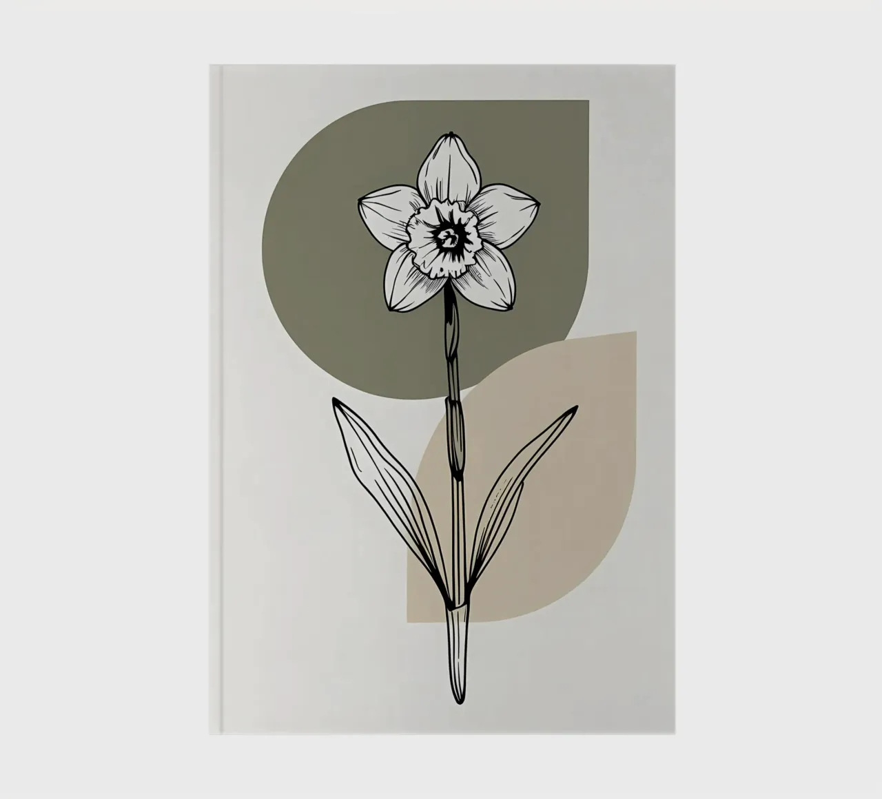 Minimalist line art of a single daffodil flower notebook by Bloom And Brush