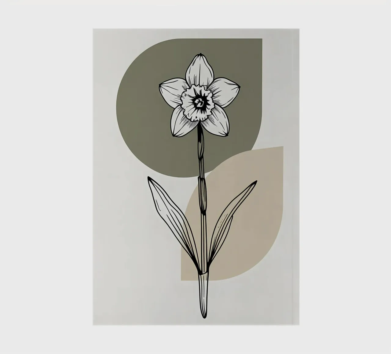 Minimalist line art of a single daffodil flower notebook by Bloom And Brush