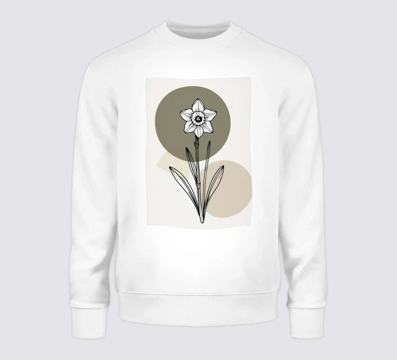 Minimalist line art of a single daffodil flower sudadera de Bloom And Brush