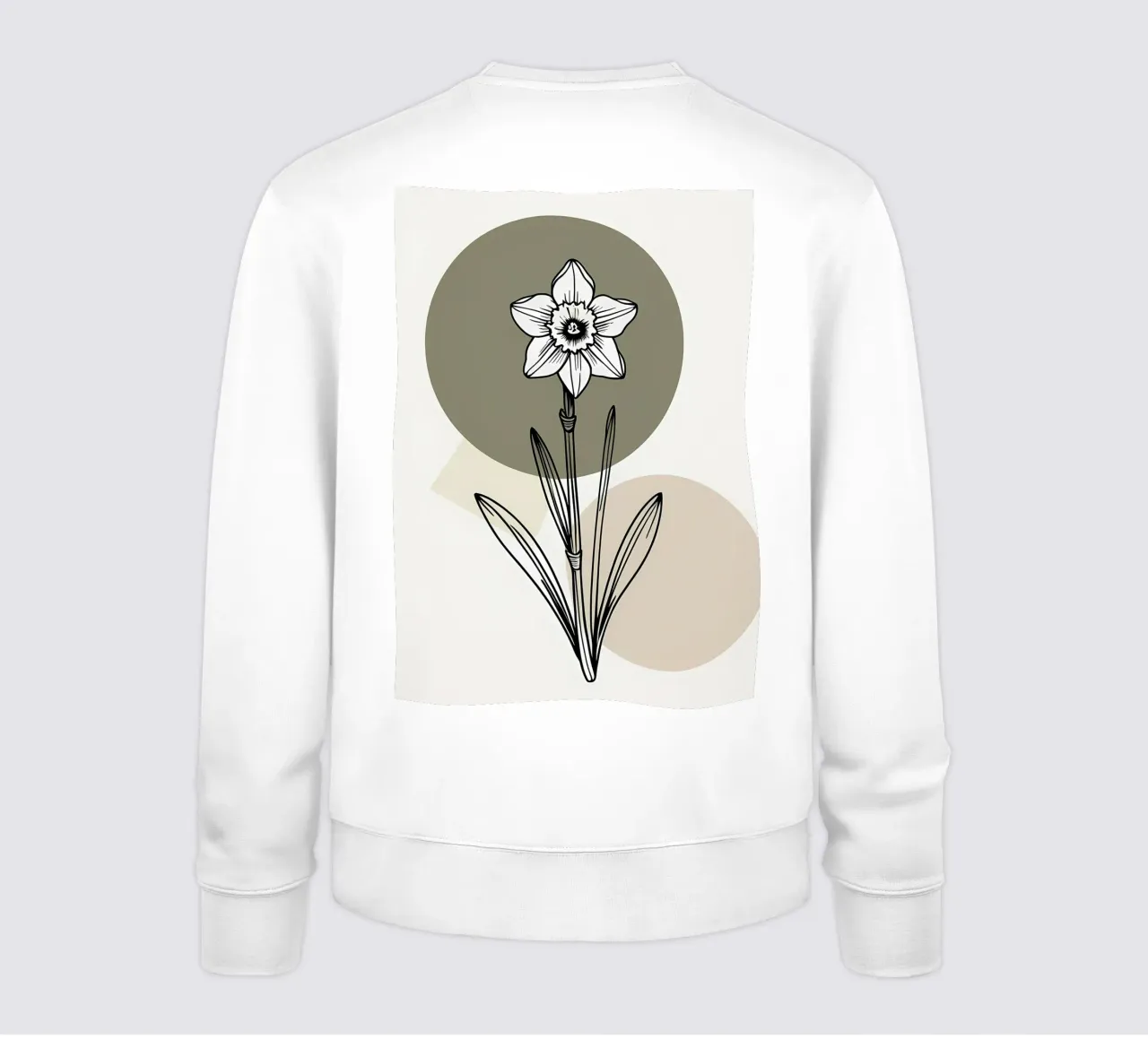 Minimalist line art of a single daffodil flower sudadera de Bloom And Brush