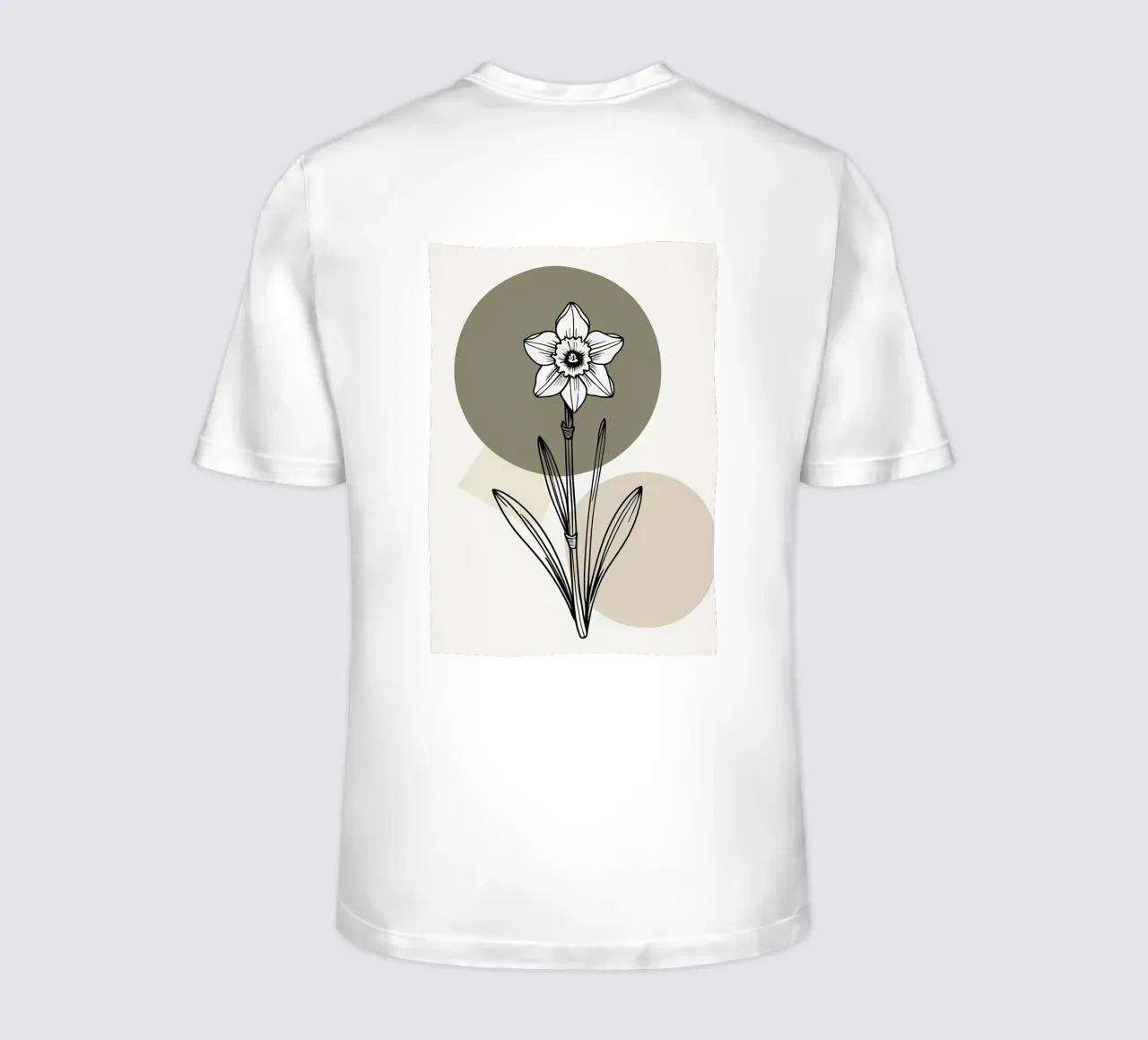 Minimalist line art of a single daffodil flower t-shirt da Bloom And Brush