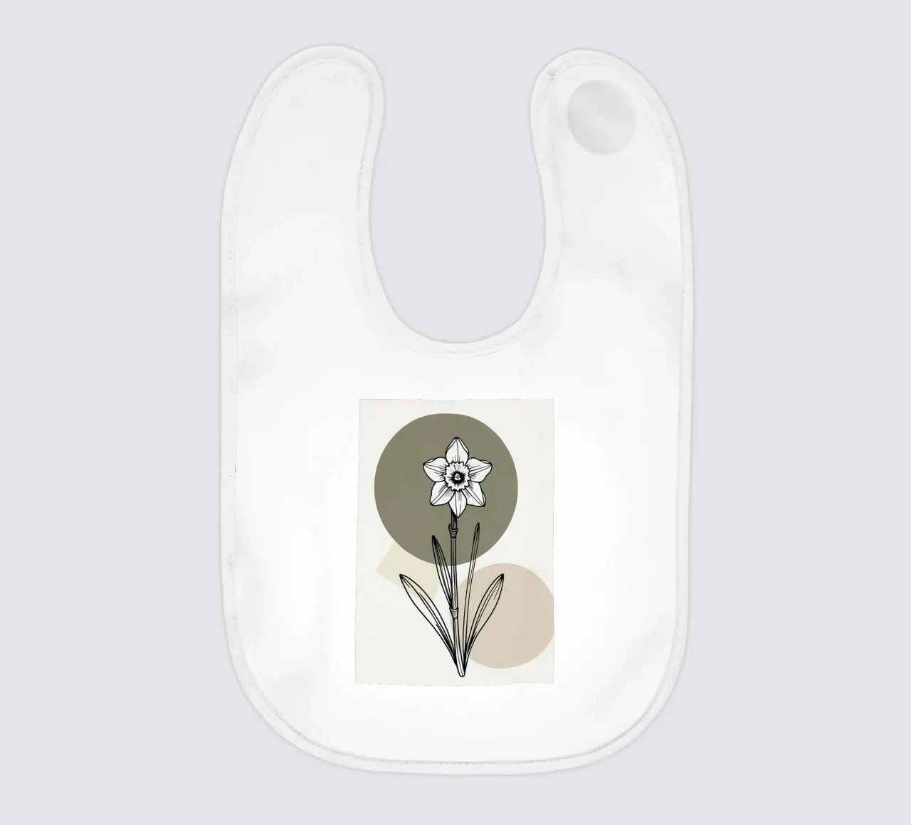 Minimalist line art of a single daffodil flower Babylätzchen von Bloom And Brush