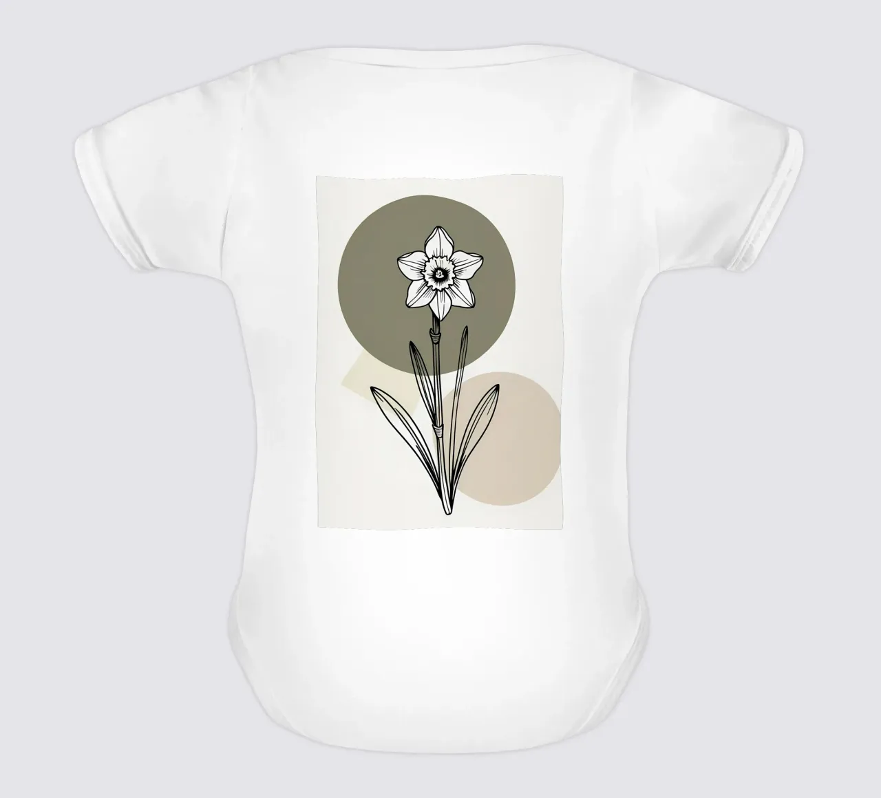 Minimalist line art of a single daffodil flower body neonato maniche corte da Bloom And Brush