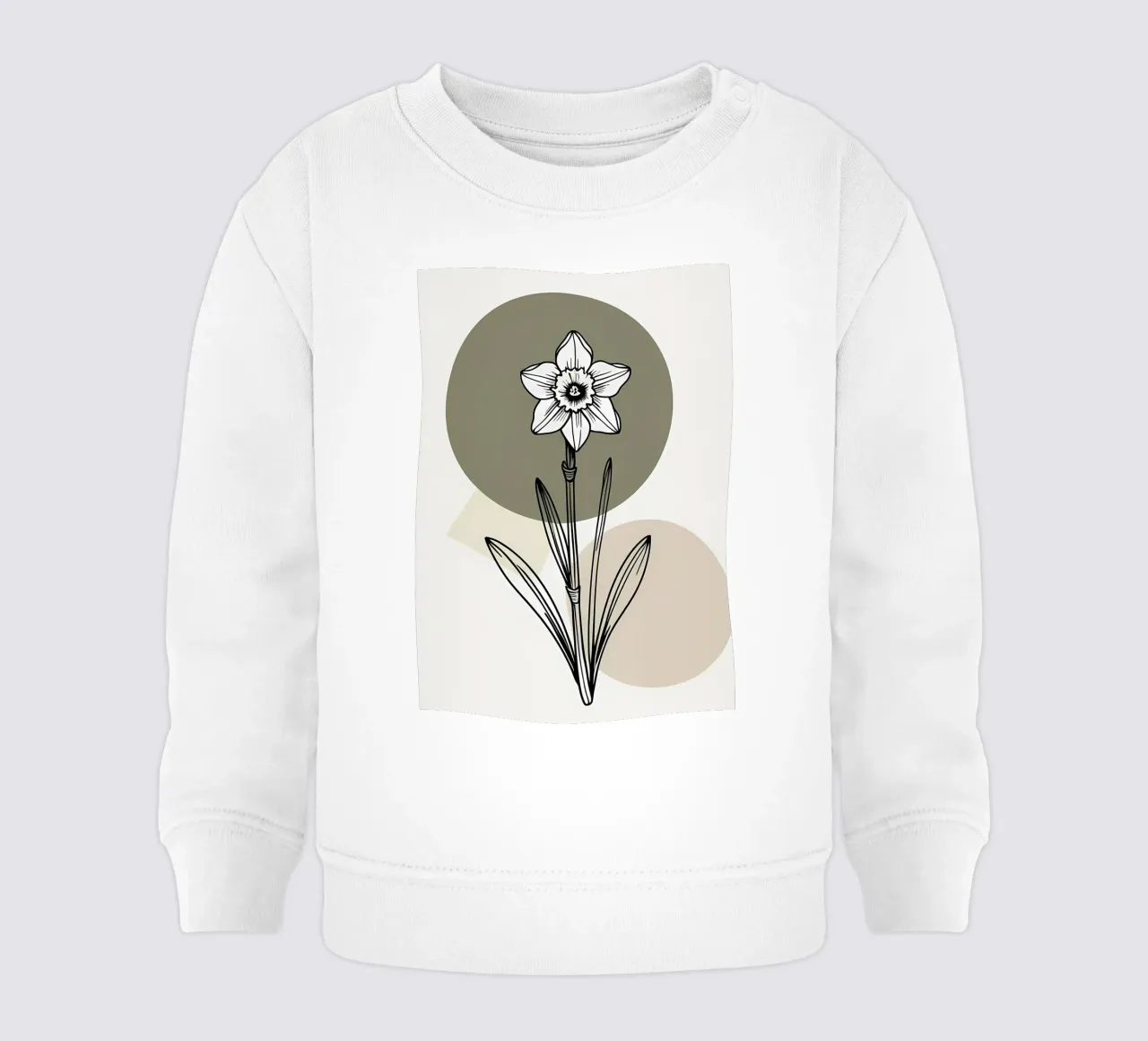 Minimalist line art of a single daffodil flower sudadera de bebé de Bloom And Brush