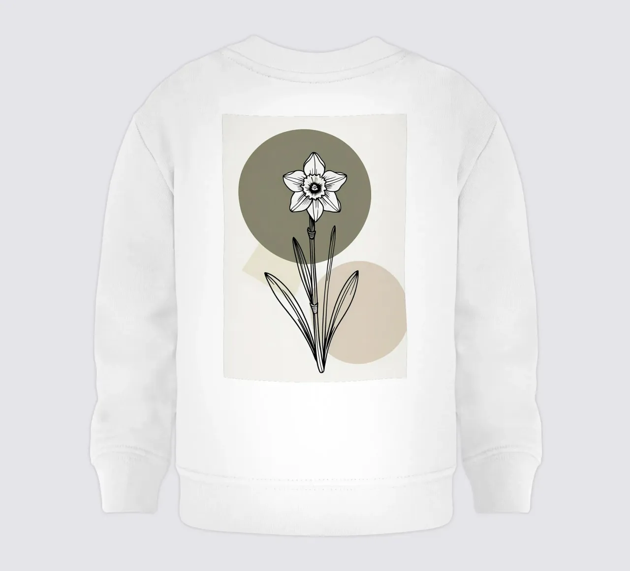 Minimalist line art of a single daffodil flower sudadera de bebé de Bloom And Brush
