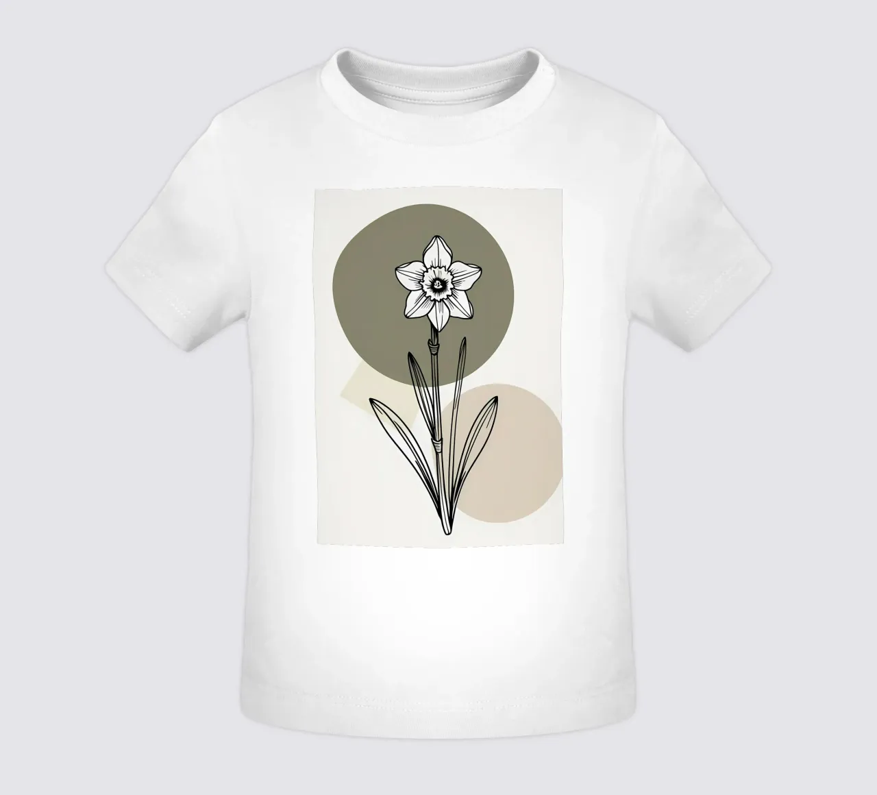 Minimalist line art of a single daffodil flower maglietta neonato da Bloom And Brush