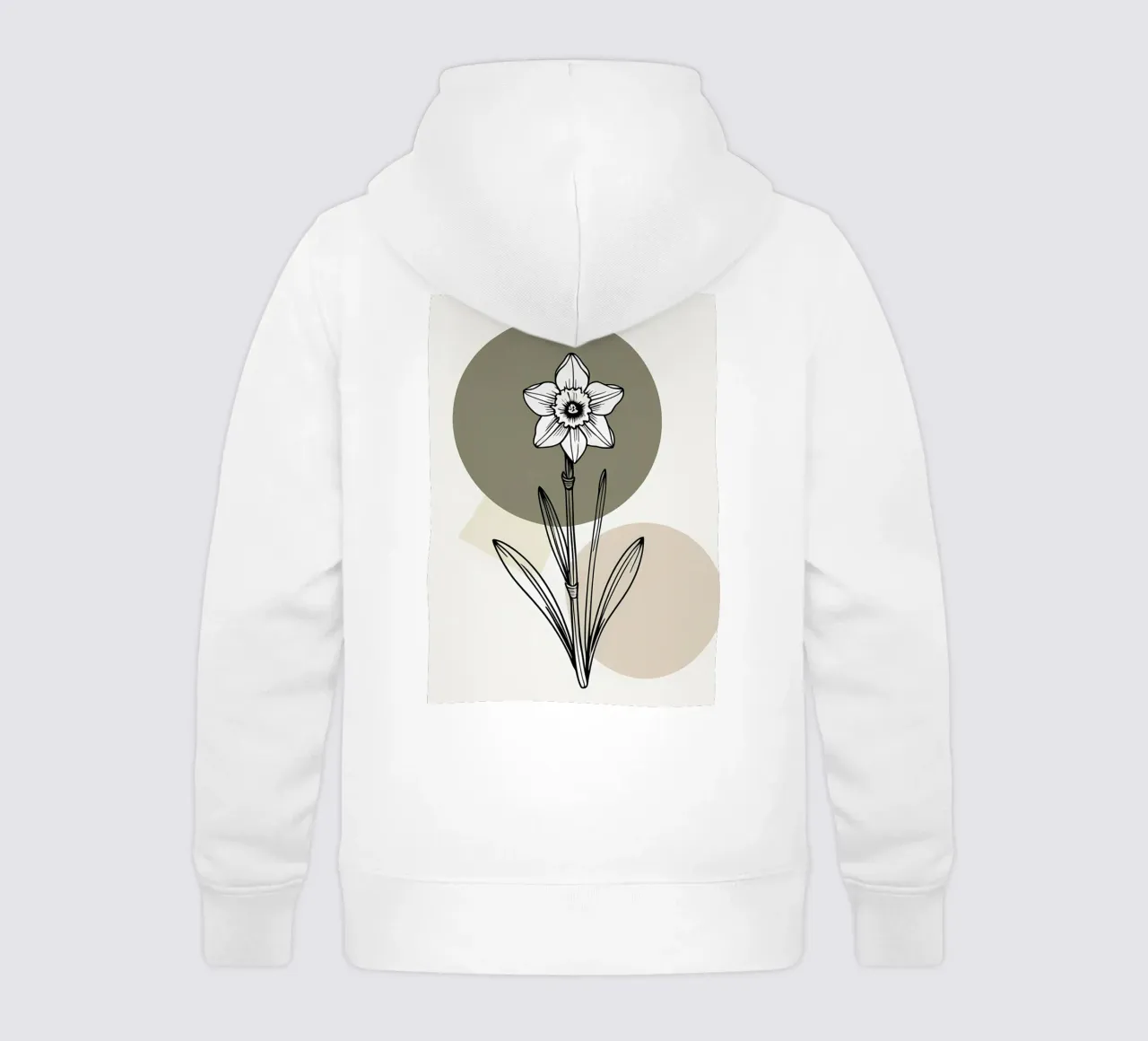 Minimalist line art of a single daffodil flower felpa bambino con cappuccio da Bloom And Brush