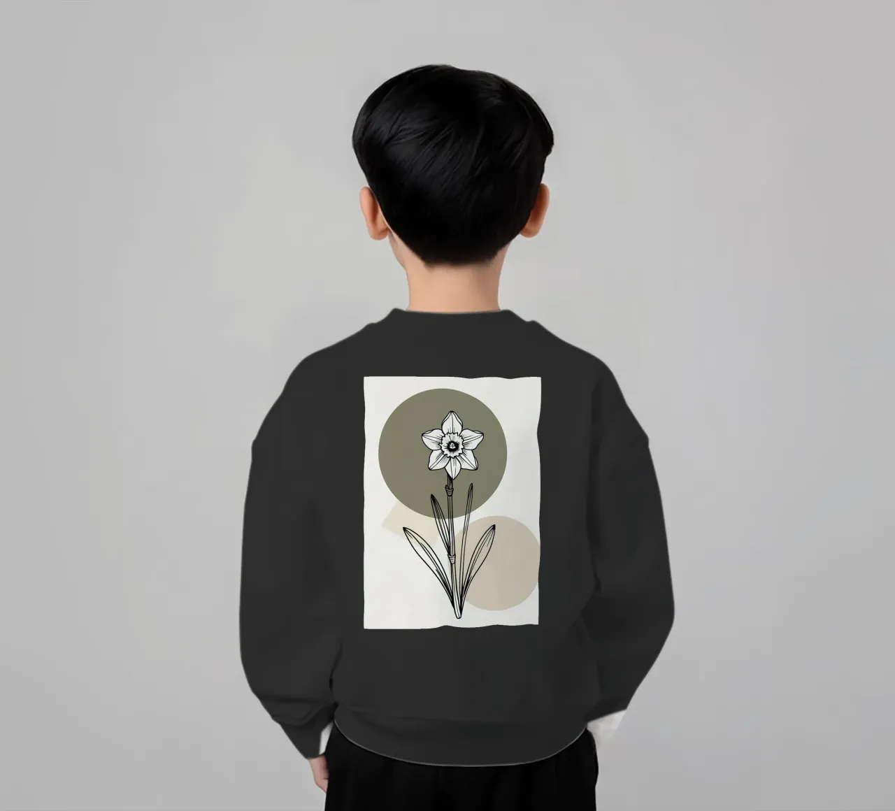 Minimalist line art of a single daffodil flower sweat enfant de Bloom And Brush