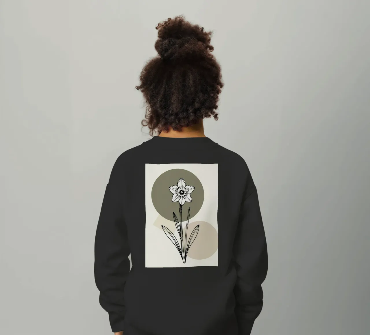 Minimalist line art of a single daffodil flower sweat enfant de Bloom And Brush